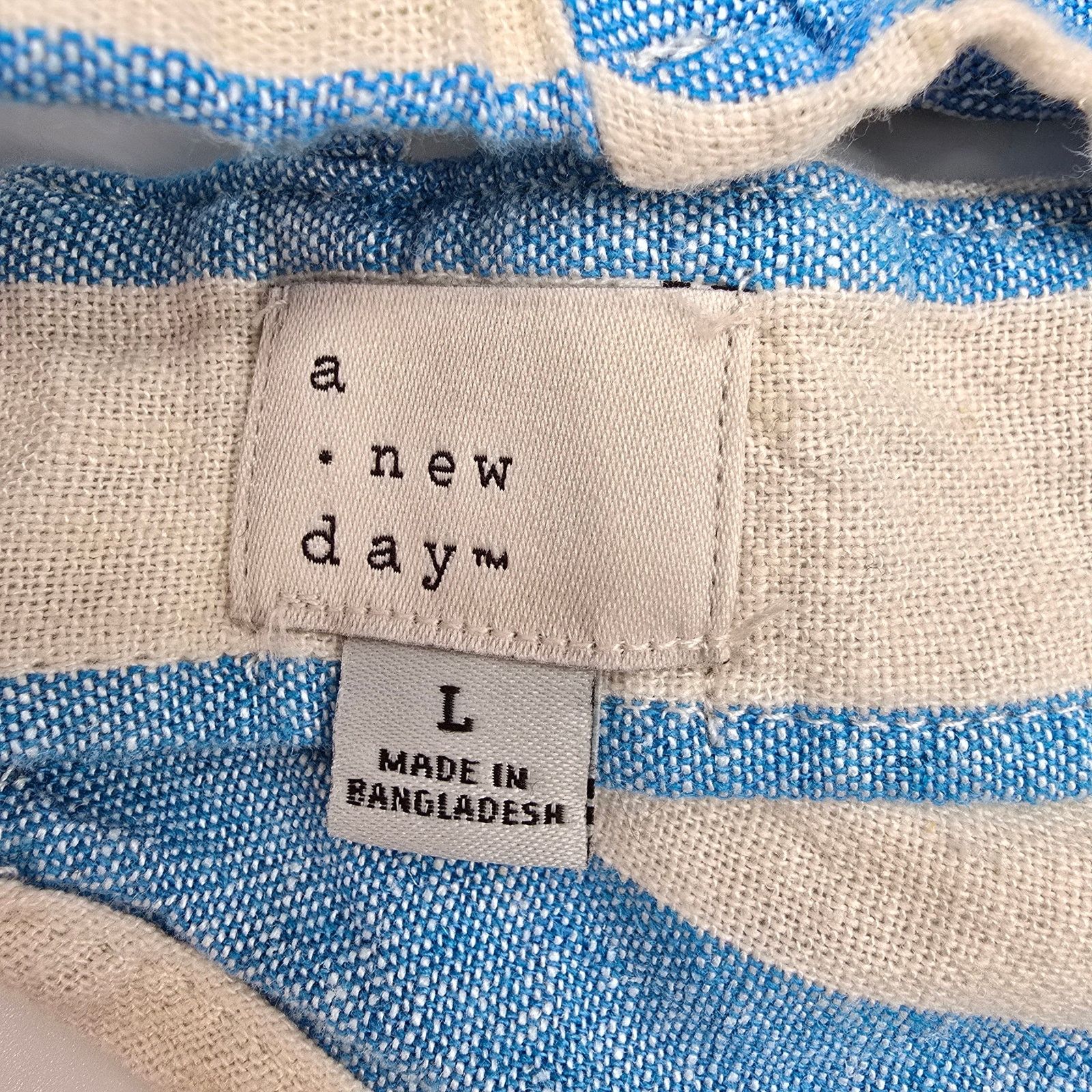 Other A New Day Blue & White Linen Bikini Top Crop Bra Tank Top L Size L / US 10 / IT 46 - 7 Thumbnail