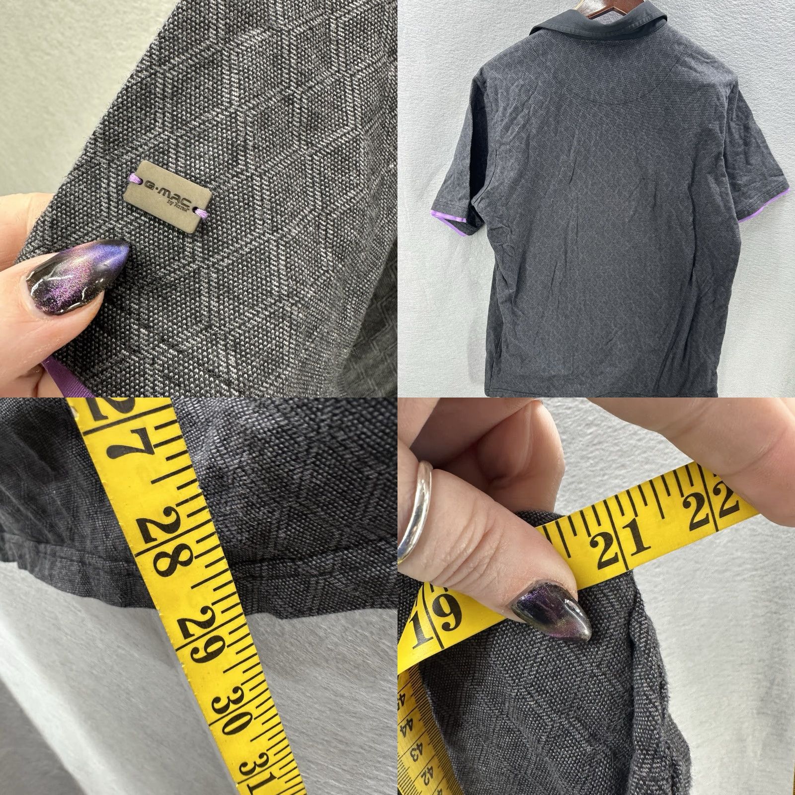 Vintage G Mac Kartel Polo Shirt Mens Medium Stretch Performance Gray Purple Geometric Casual Logo Golf Dad Shirt Size US M / EU 48-50 / 2 - 8 Thumbnail