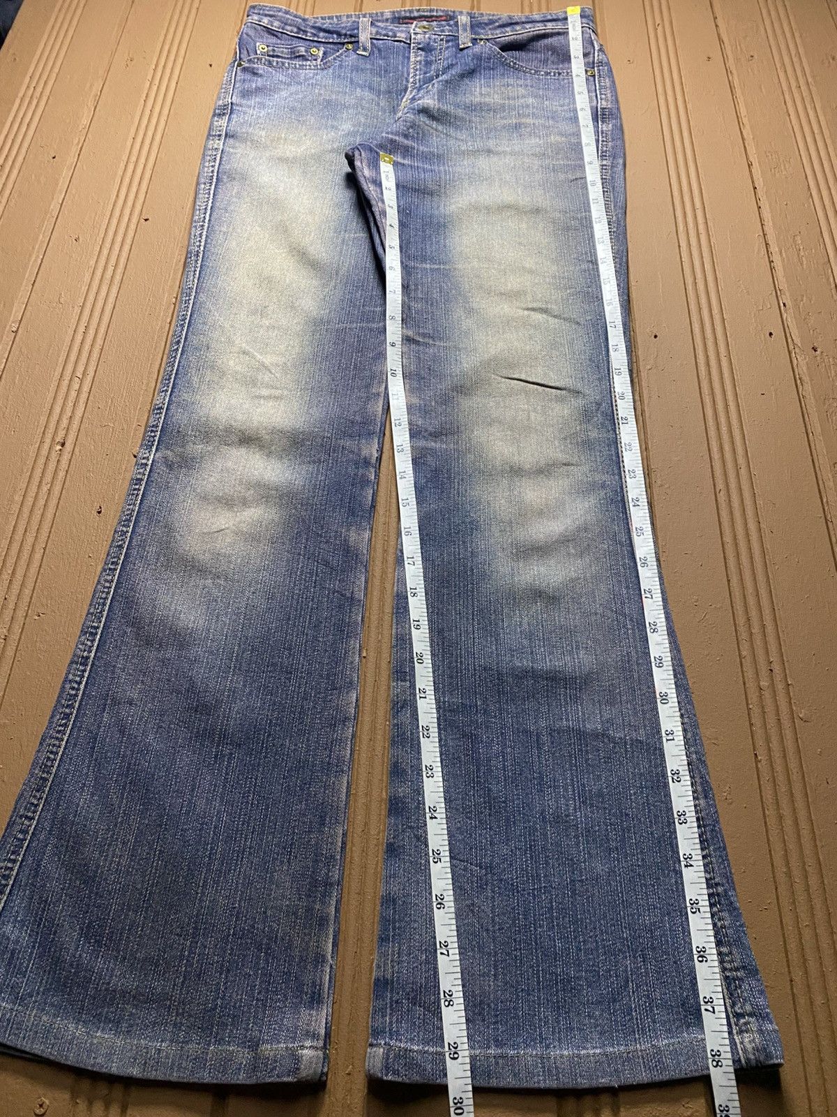 Hypebeast Japanese Brand 90’s Vibe Rue de France Fade Blue Flare Jeans Size US 29 - 15 Thumbnail