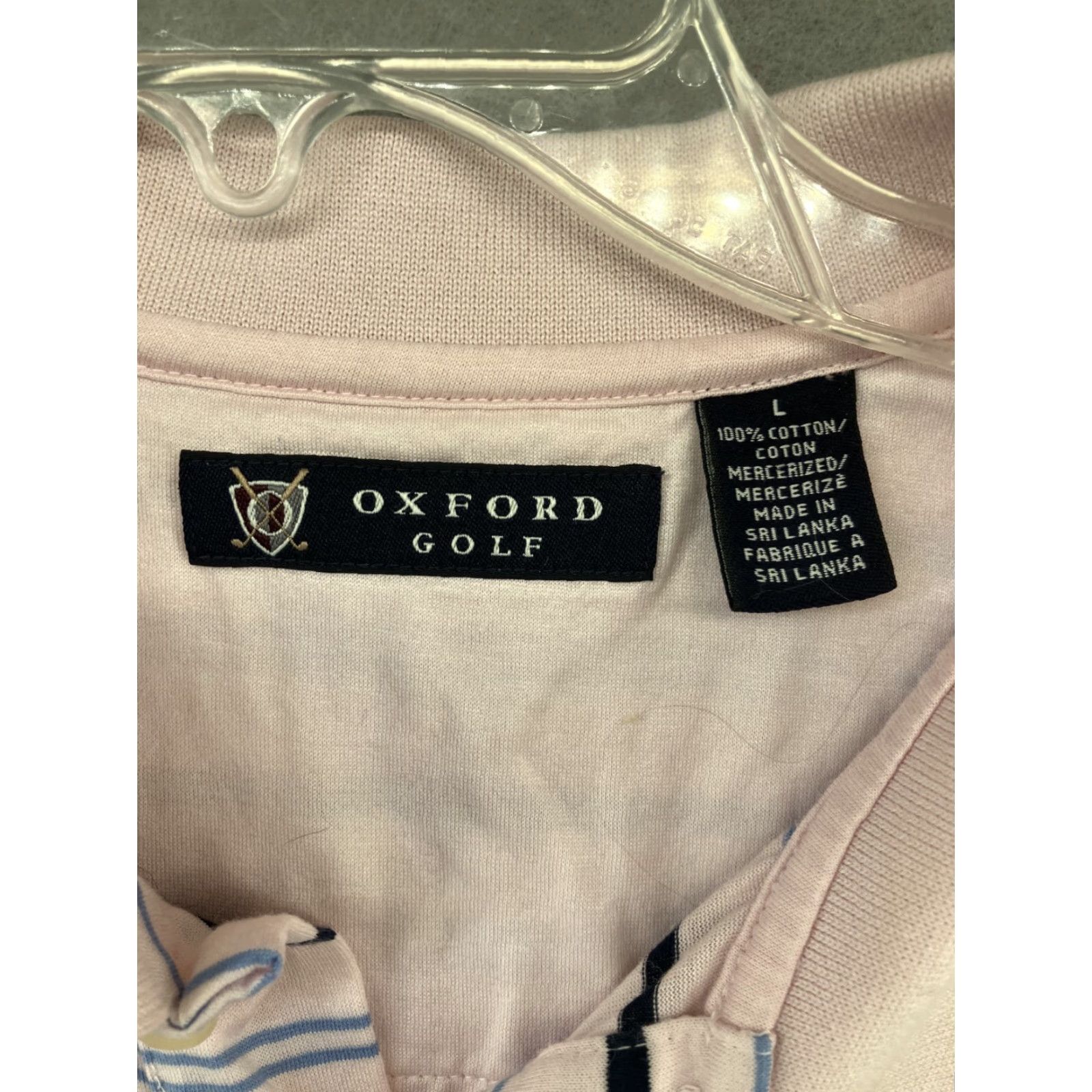 Vintage Oxford Golf Mens Polo Shirt L Pink Striped Short Sleeve Casual 100% Cotton Classic Size US L / EU 52-54 / 3 - 2 Thumbnail