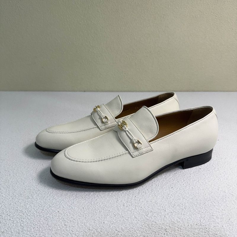 Gucci Gucci Stylish White Leather Loafers for Men - Size US 8.5 / EU 41-42 - 1 Thumbnail