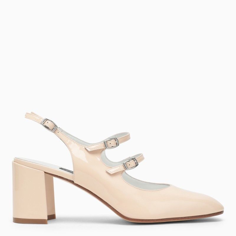 image of Carel Paris Pale Pink Patent Leather Slingback Mary Janes Shoes in Beige, Women's (Size 8)