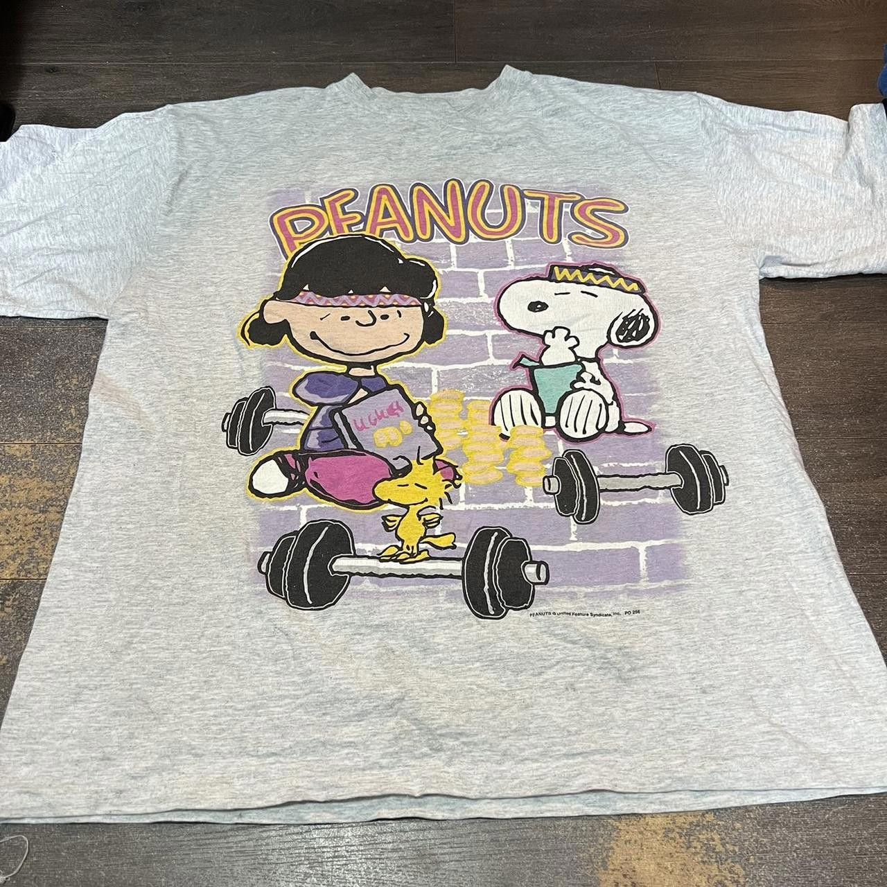 Designer Vintage Peanuts Working Out T Shirt Snoopy Charlie Brown Size US XL / EU 56 / 4 - 2 Thumbnail