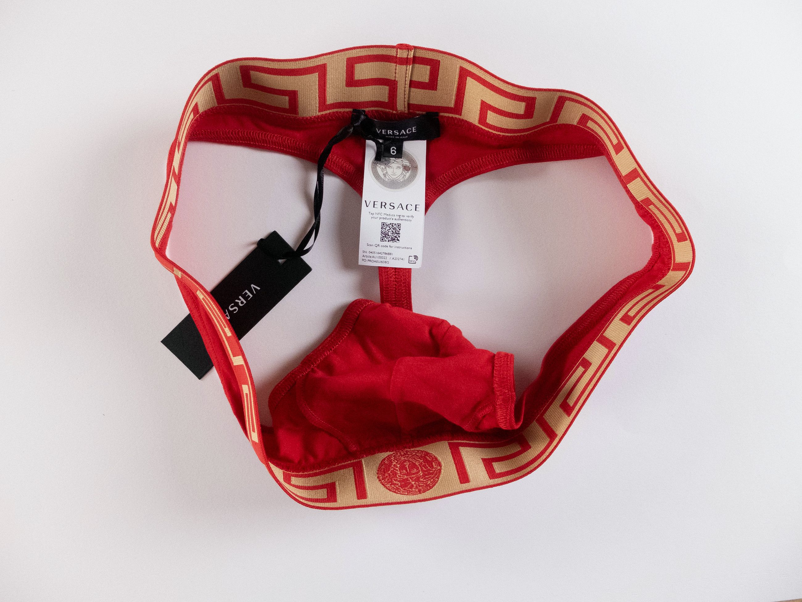 Versace 3 pairs VERSACE red thong w Greca Medusa waistband 6 / Large Size 36 - 4 Thumbnail