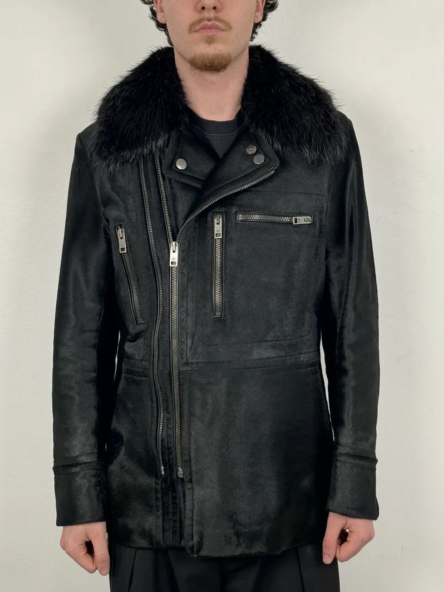 Gucci 2000s Gucci Black Pony Fur Leather Multi Zips Long Jacket by Tom Ford Size US M / EU 48-50 / 2 - 2 Thumbnail