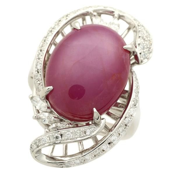 image of Other Platinum Ruby & Diamond Ring in Silver, Women's