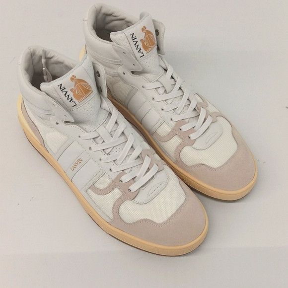 Lanvin Lanvin Curb Tennis Leather & Mesh Hi Top Sneakers -EU45 Size US 12 / EU 45 - 2 Thumbnail