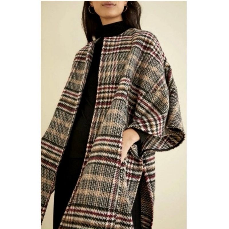 Anthropologie Anthropologie Eva Franco Plaid Wool Blend Kimono Wrap xs/sm Size S / US 4 / IT 40 - 1 Thumbnail