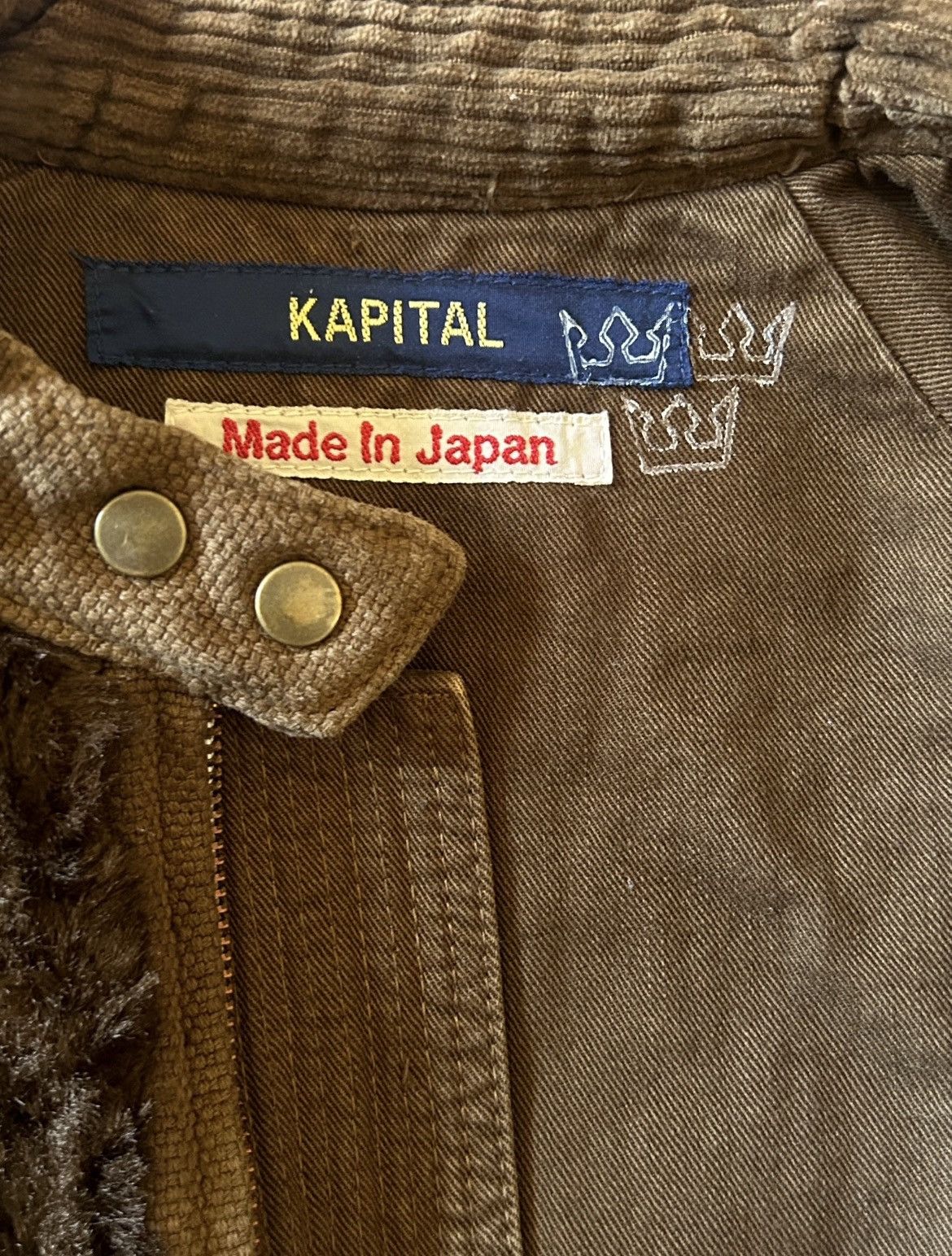 Kapital KAPITAL RARE Brown Fur Fleece Detail Denim Racer Jacket Size US XXS / EU 40 - 5 Thumbnail