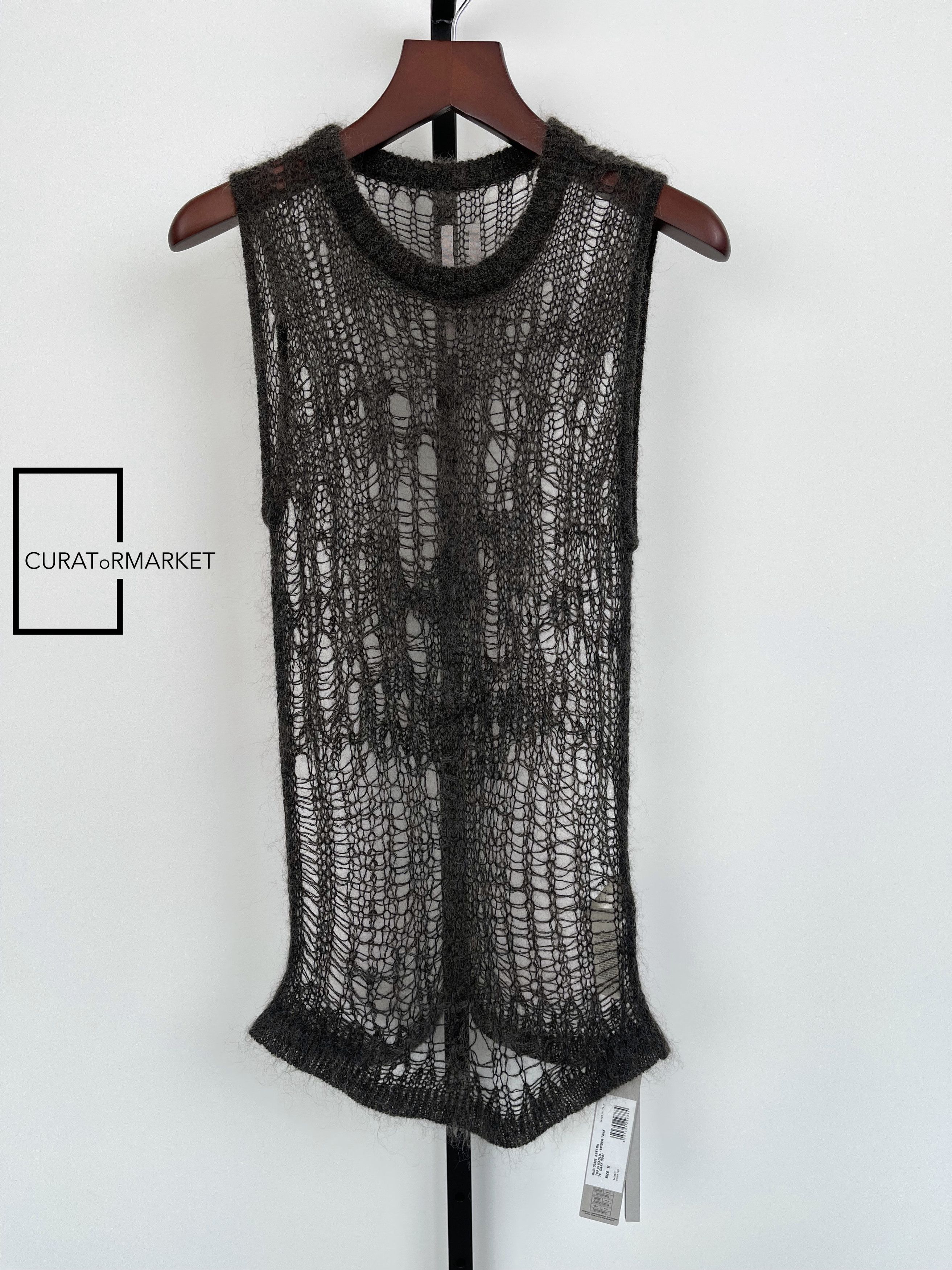 Rick Owens Wool Blend Dark Dust Hand Knit Spider Tank Top SS24 Lido Size US M / EU 48-50 / 2 - 9 Thumbnail