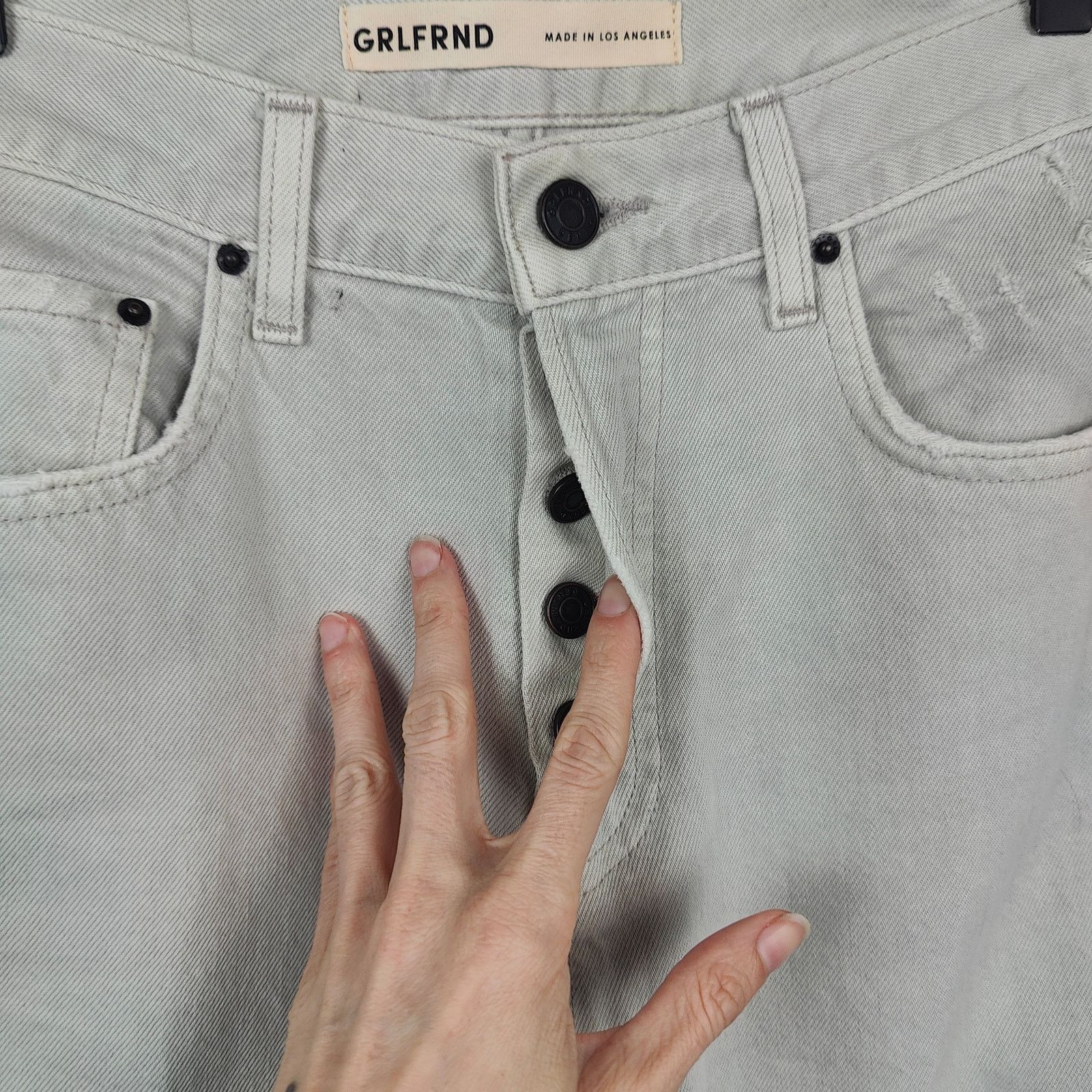 GRLFRND Grlfrnd Baggy Jeans Womens 25 Light Mojave Wash Knee RIps Size 25" / US 0 / IT 36 - 3 Thumbnail