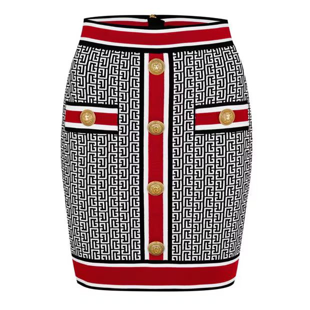 Balmain o1g2r1mq0924 Monogram Mini Skirt in Multicolor Size 31" - 1 Thumbnail