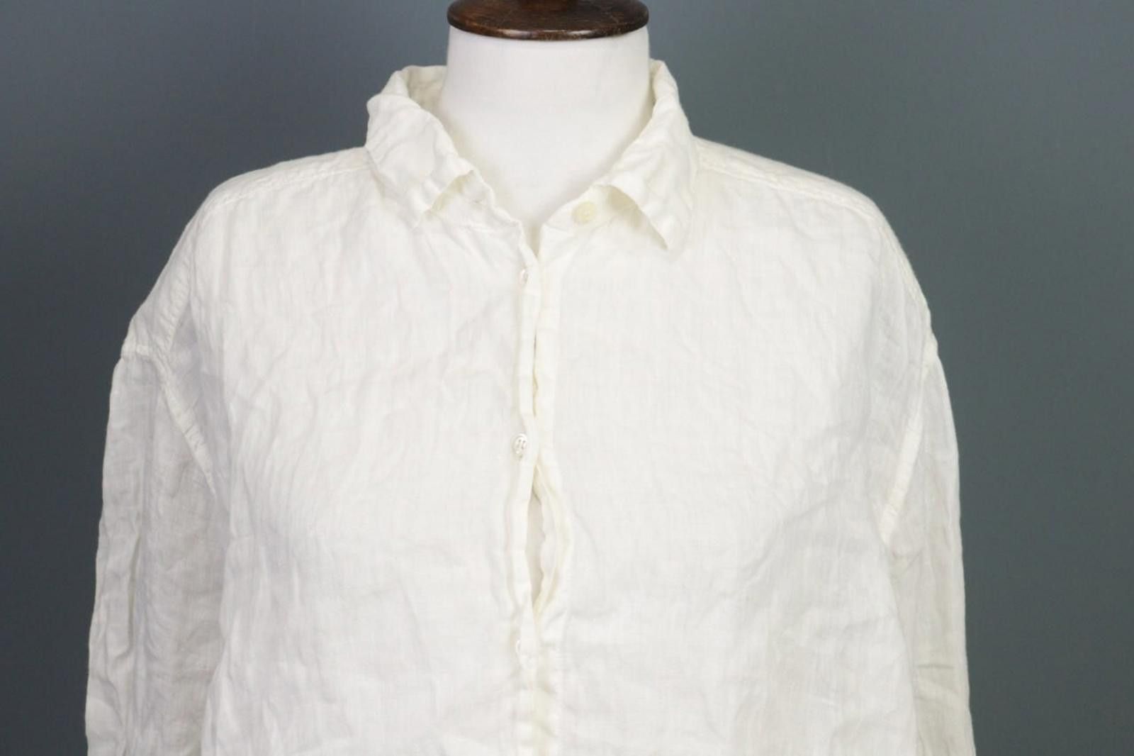 Oscar De La Renta Oska White Relaxed Lagenlook Button Up Tunic Shirt Short Size S / US 4 / IT 40 - 2 Thumbnail