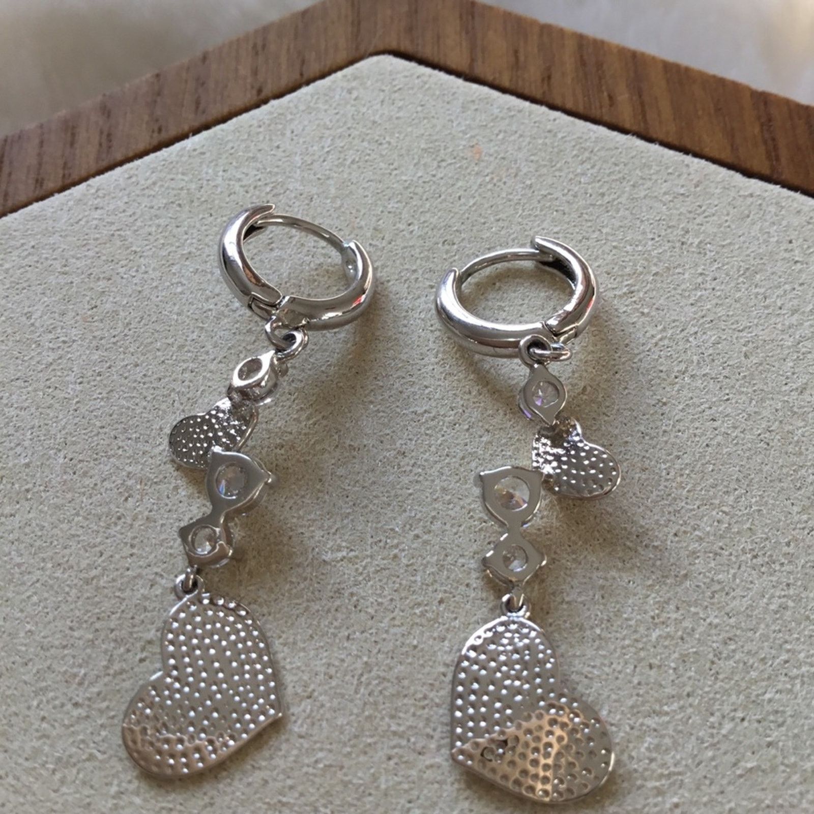 Other Charm Heart with Crystals Huggie Earrings Size ONE SIZE - 4 Thumbnail