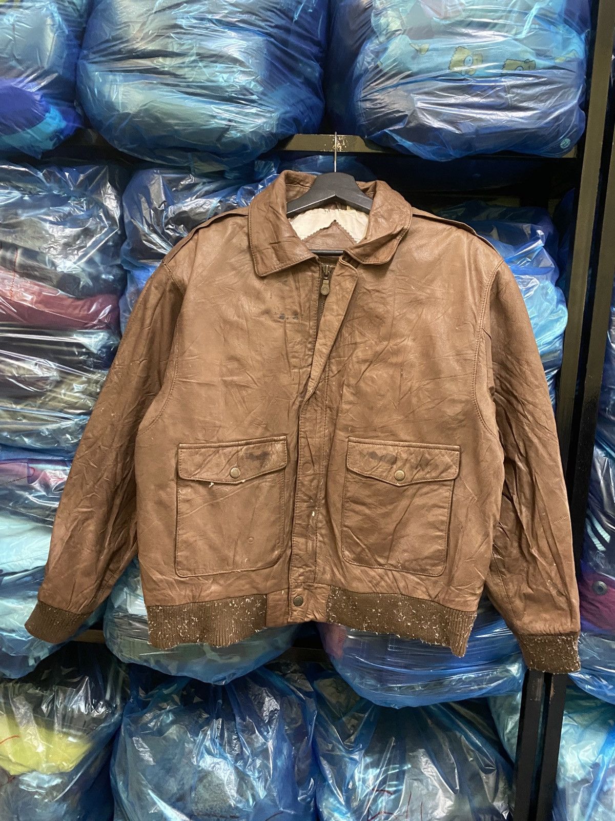 Polyester Lining Preston And York Leather Bomber Jacket Vintage