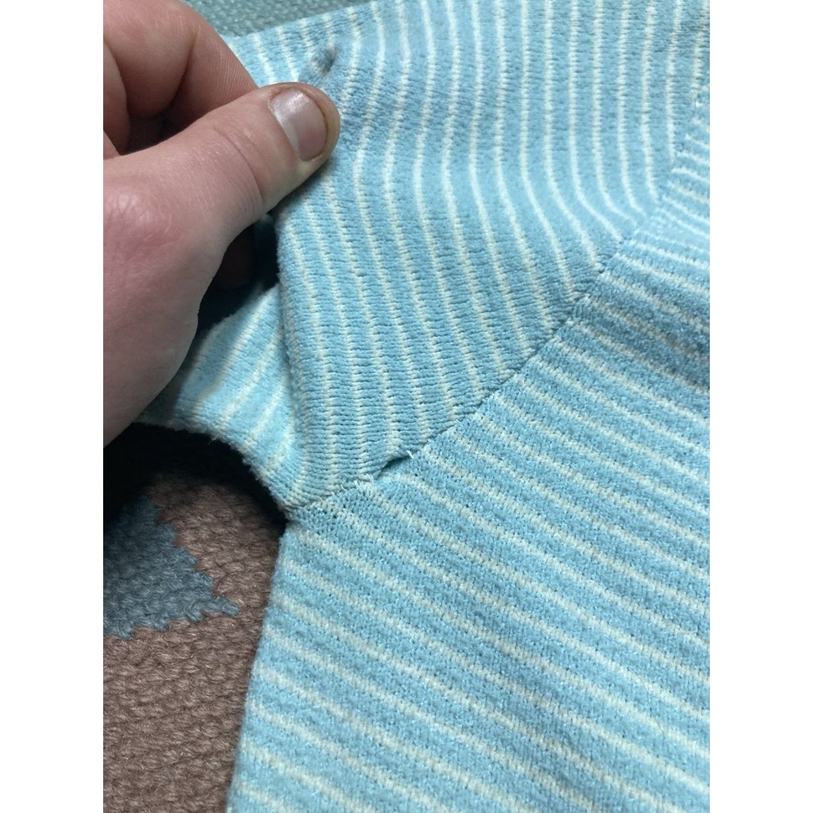 Vintage VINTAGE 60s 70s short sleeve t shirt striped textured blue women’s large Size L / US 10 / IT 46 - 6 Thumbnail