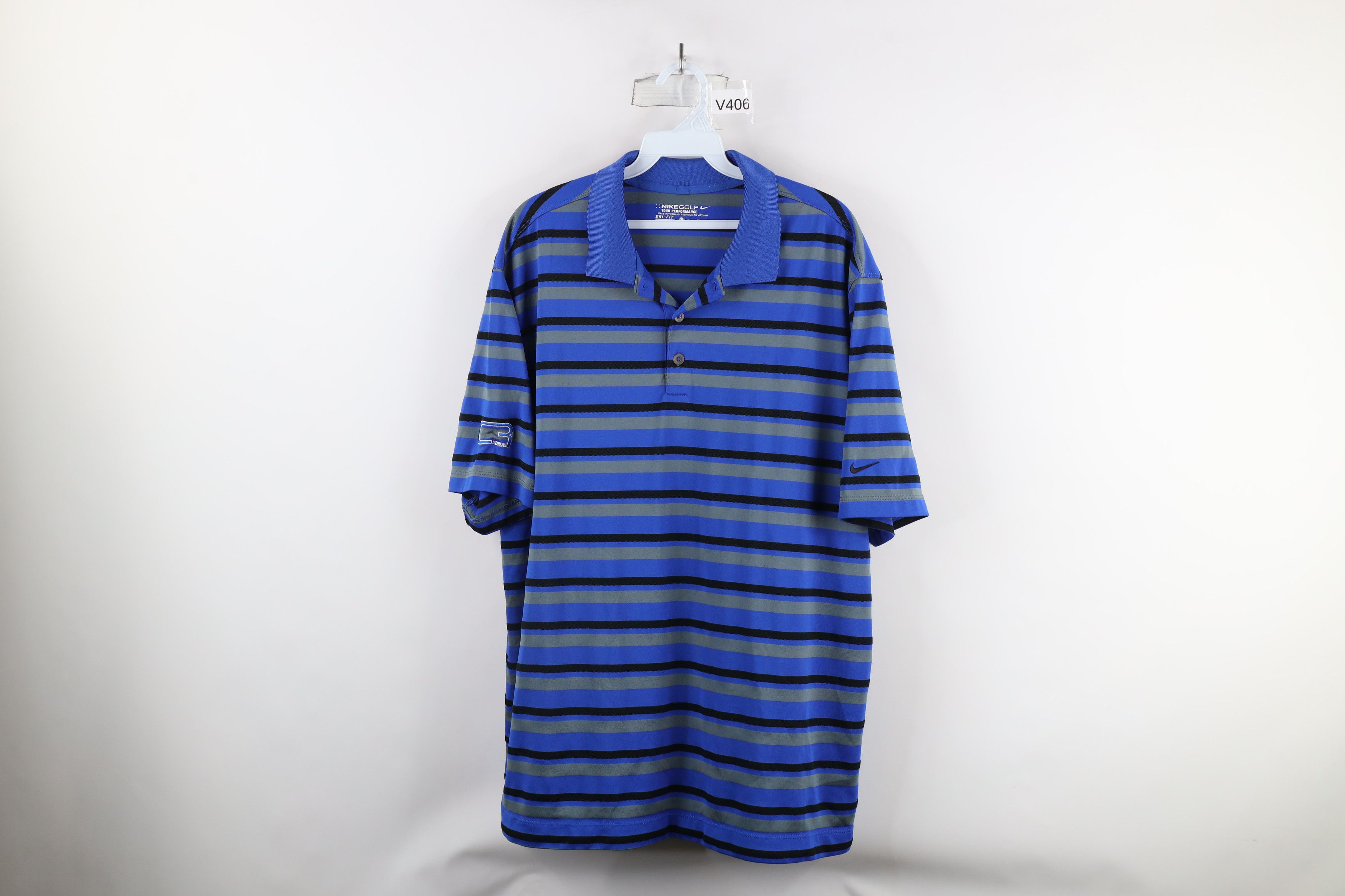 Nike × Vintage Nike Golf Performance Striped Block Knit Collared Polo Shirt Size US XL / EU 56 / 4 - 1 Thumbnail