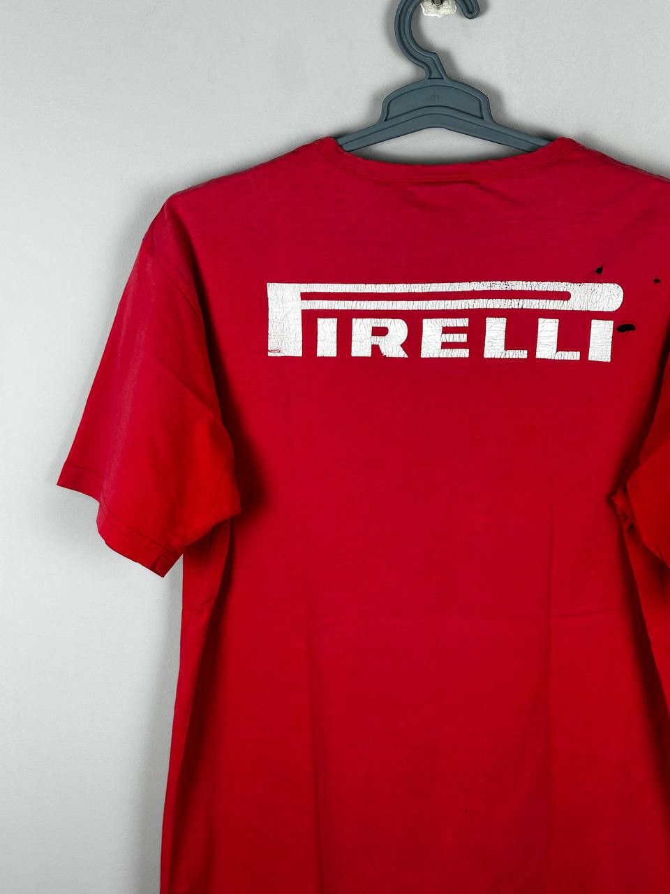 Vintage Vintage Pirelli Ferarri Distressed Red Racing T Shirt Size US XL / EU 56 / 4 - 13 Thumbnail