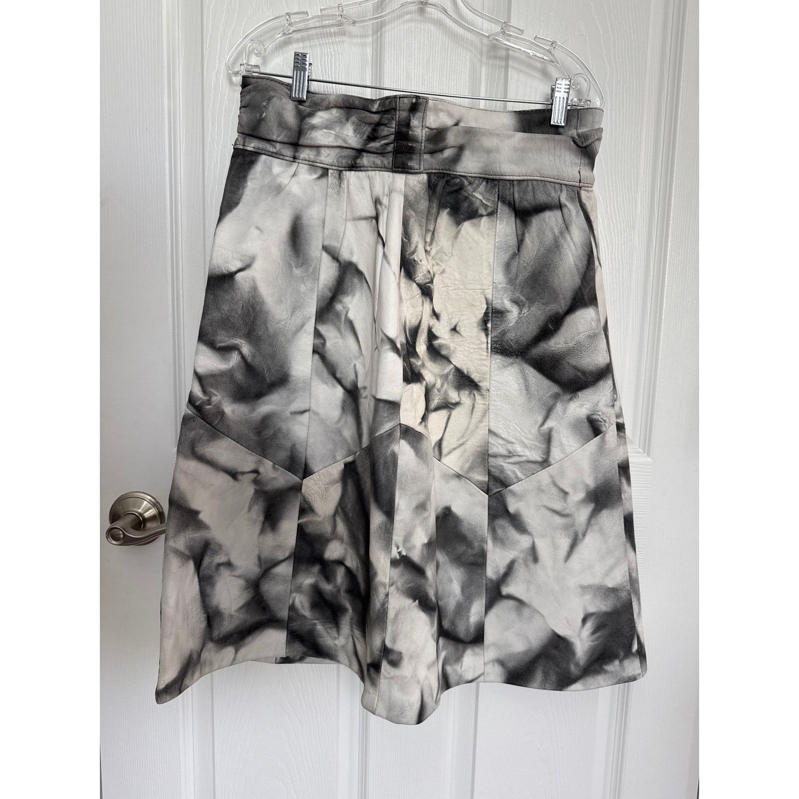 Vintage 1980s Black White Leather Patchwork A-Line Skirt M Size 30" / US 8 / IT 44 - 10 Thumbnail