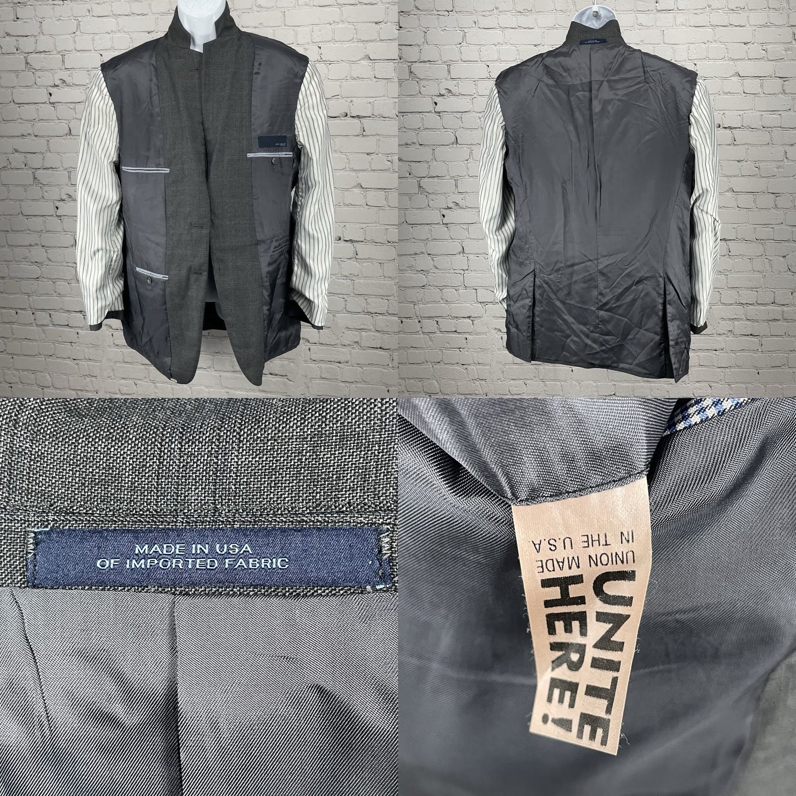 Joseph Abboud Joseph Abboud Grey Check Wool Suit Blazer Jacket Double Vent USA Made Size 42R Size 42R - 8 Thumbnail