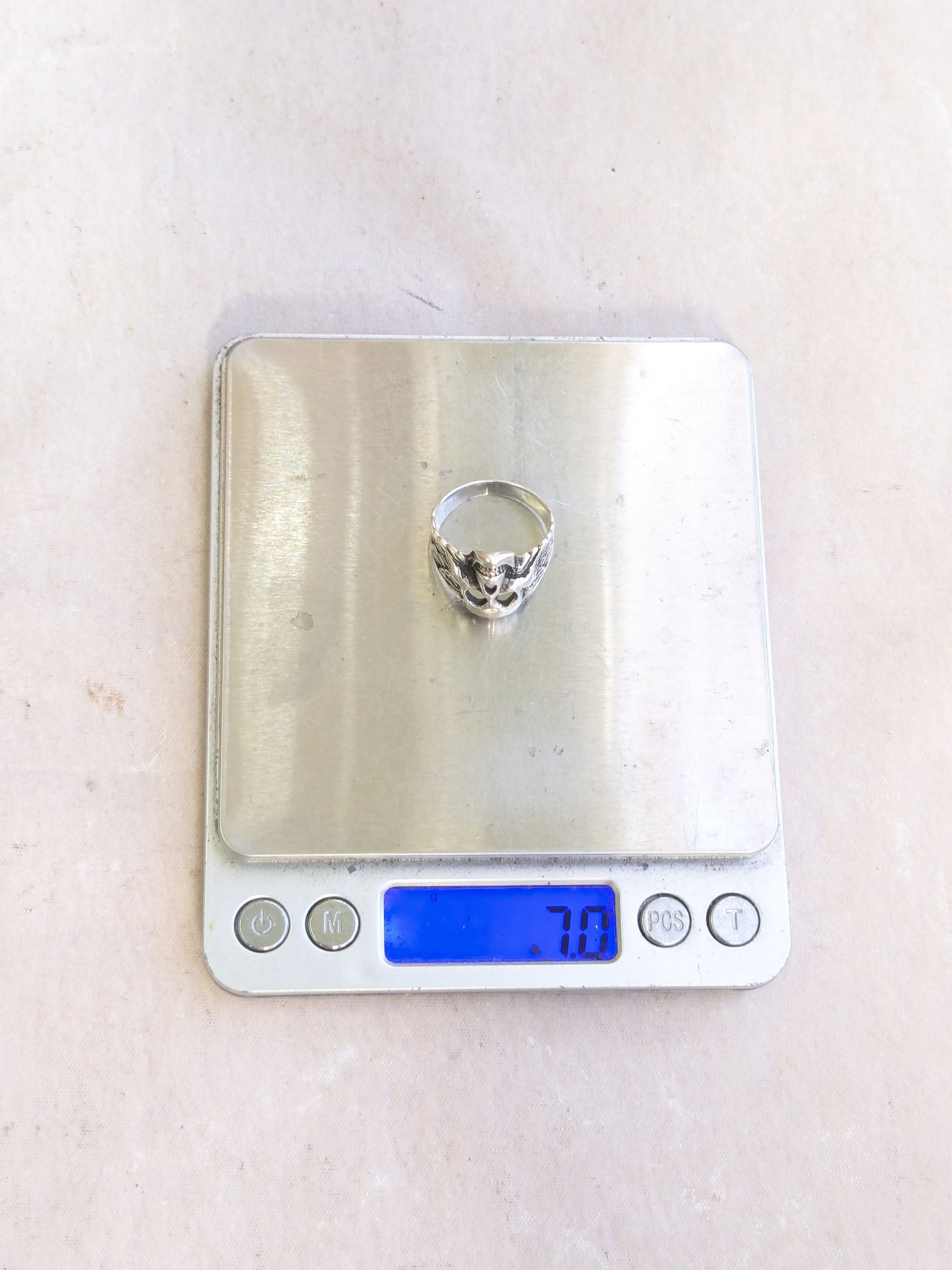 Jewelry × Vintage Vintage Sterling Silver Skull Ring Biker 10.75 Wings Size ONE SIZE - 14 Thumbnail