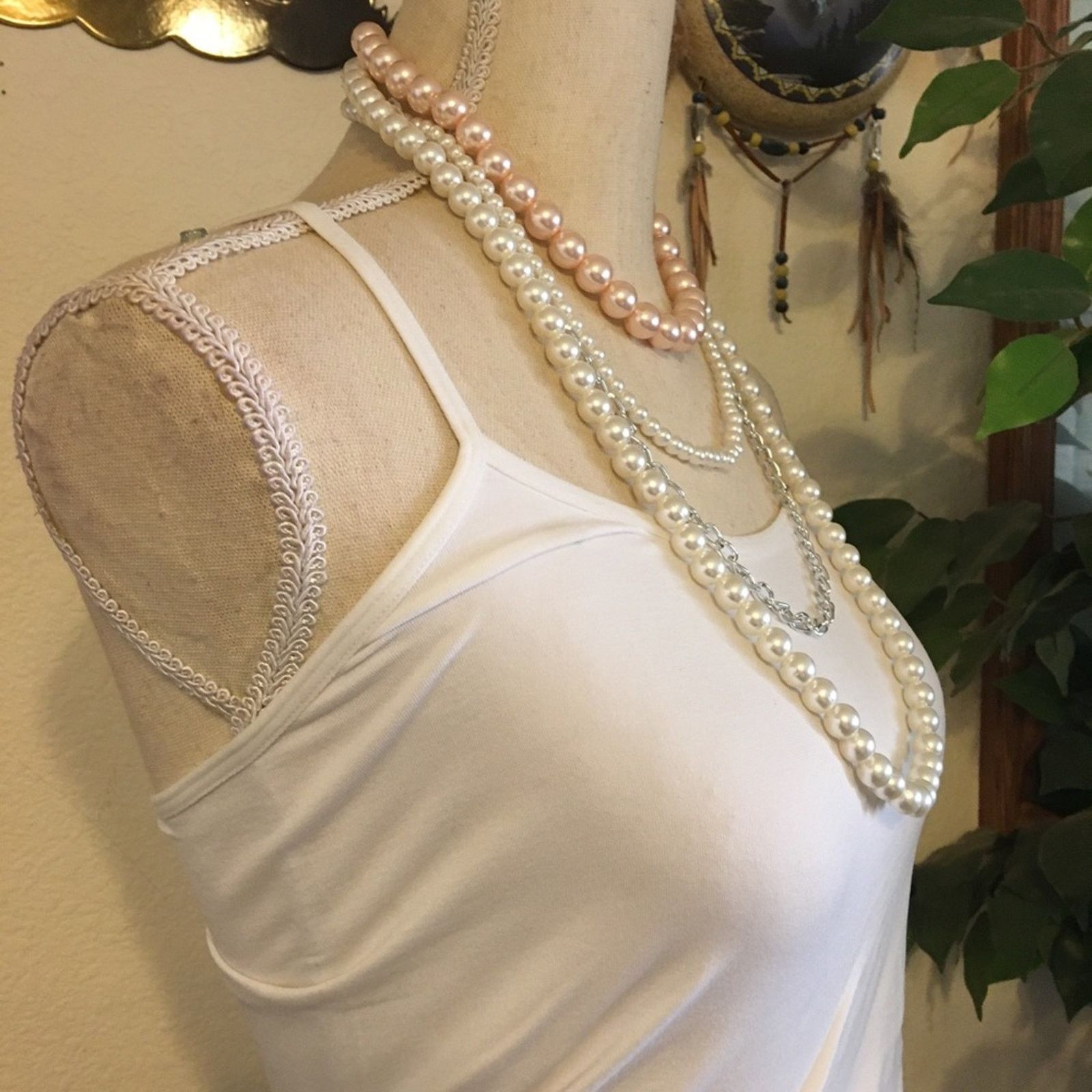 Jewelry Multi strand layered faux pearls chain necklace Size ONE SIZE - 2 Thumbnail