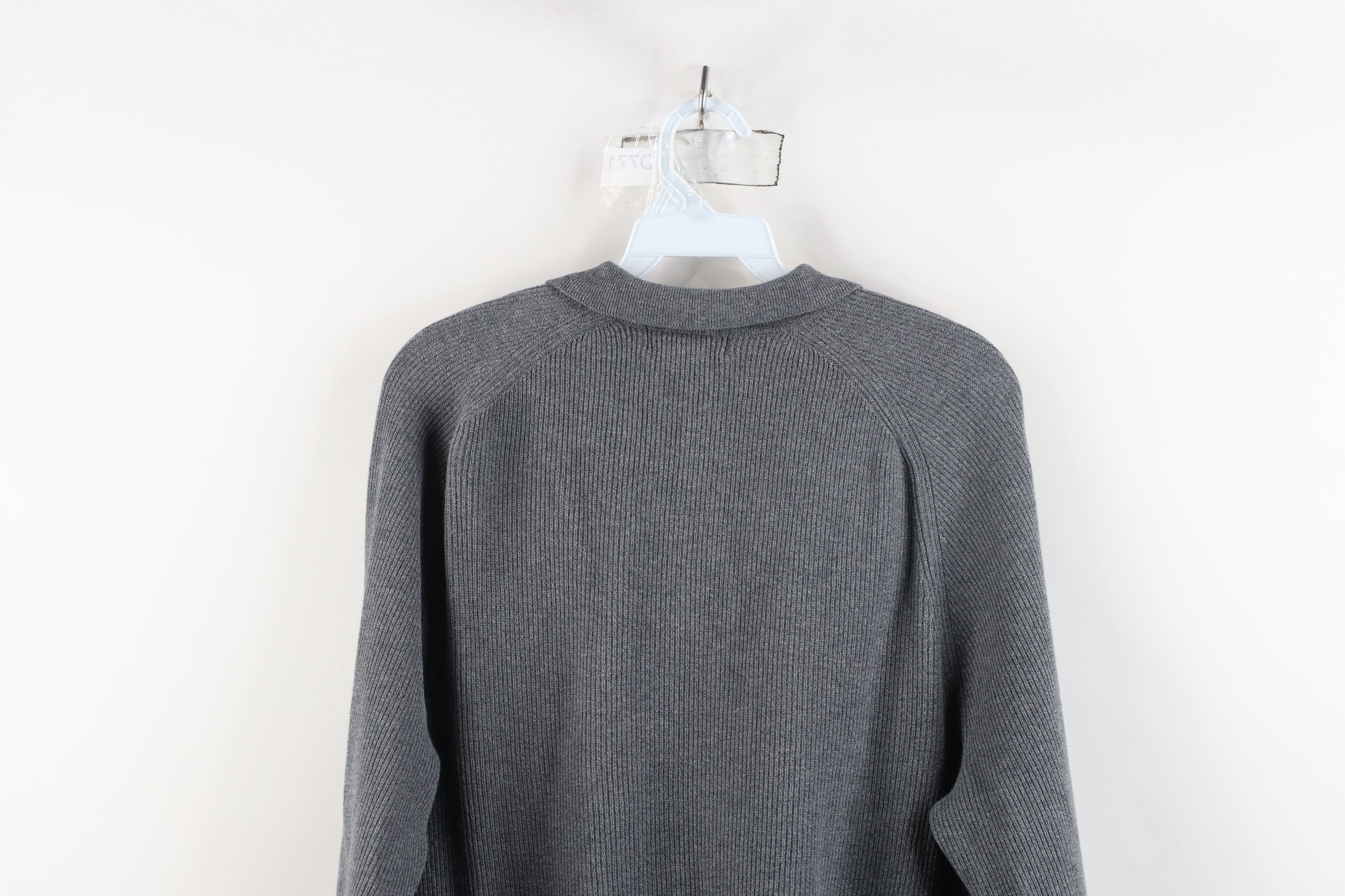 Eddie Bauer × Vintage Vintage 90s Eddie Bauer Ribbed Knit Long Sleeve Polo Gray Size US M / EU 48-50 / 2 - 10 Thumbnail