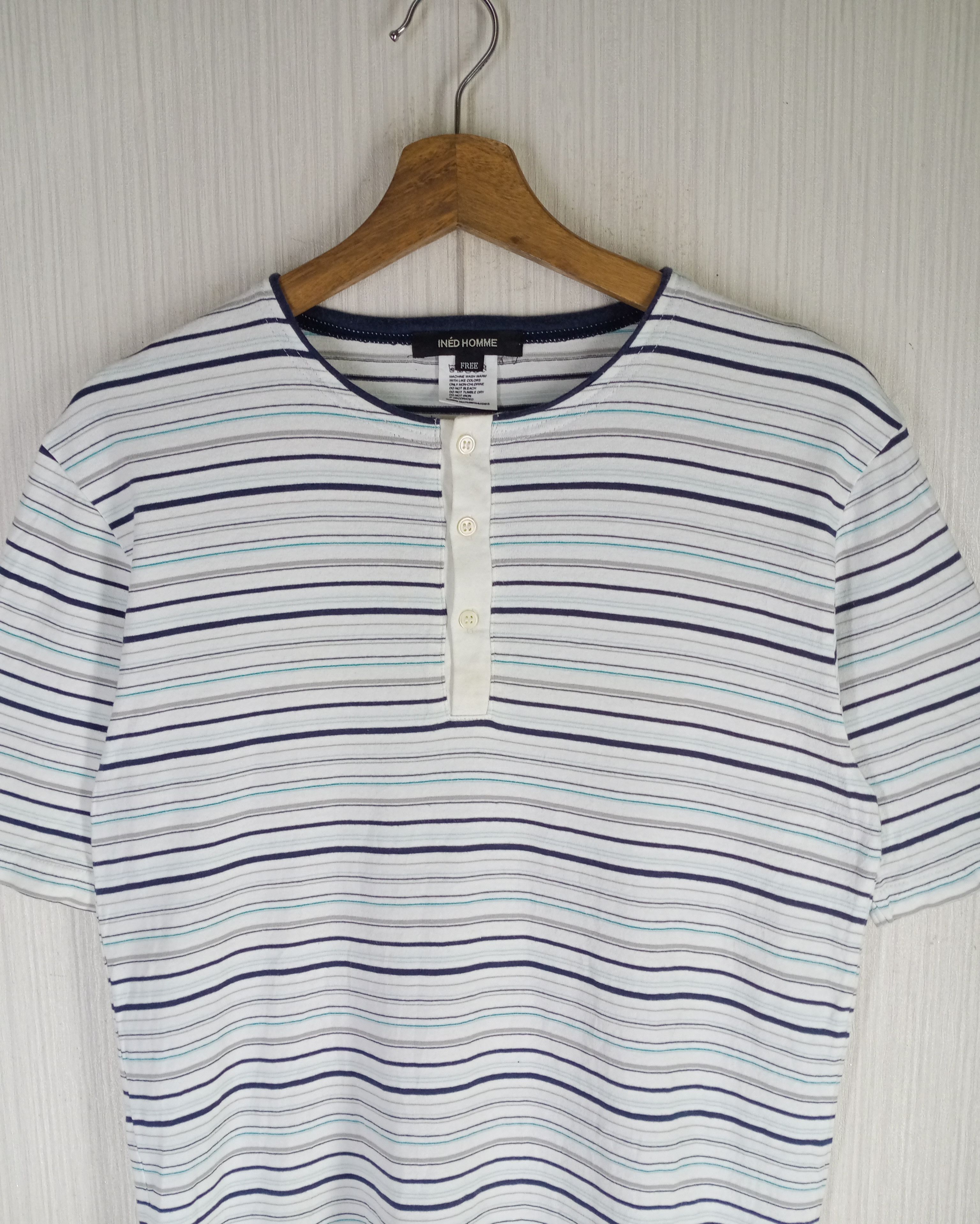 Vintage × Yohji Yamamoto Vintage Ined Homme Issey Miyake Striped Tshirt Size US M / EU 48-50 / 2 - 1 Thumbnail