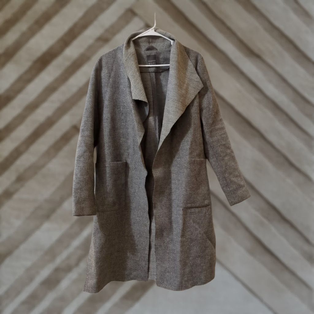 Primark Primark Women's Coat Gray Open Front Overcoat 8 Regular Pockets Winter Polyester Lining Solid Size M / US 6-8 / IT 42-44 - 1 Thumbnail