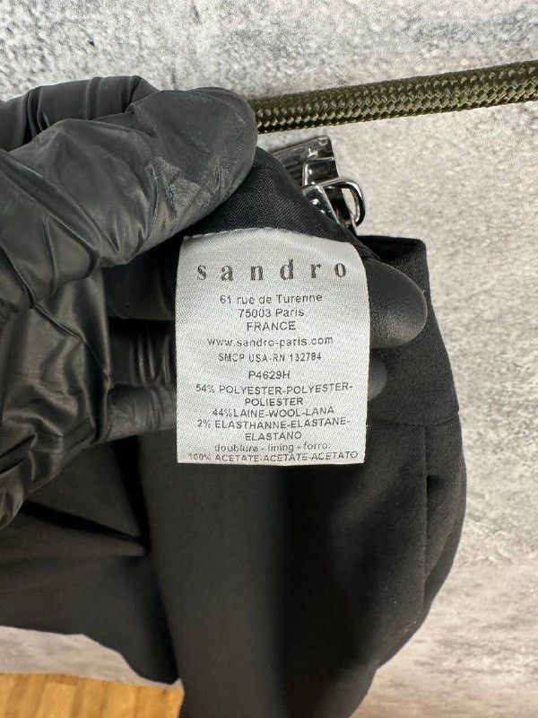Sandro Sandro Paris Wool Blend Tailored Dress Trousers Slim Fit Size 26" / US 2 / IT 38 - 12 Thumbnail
