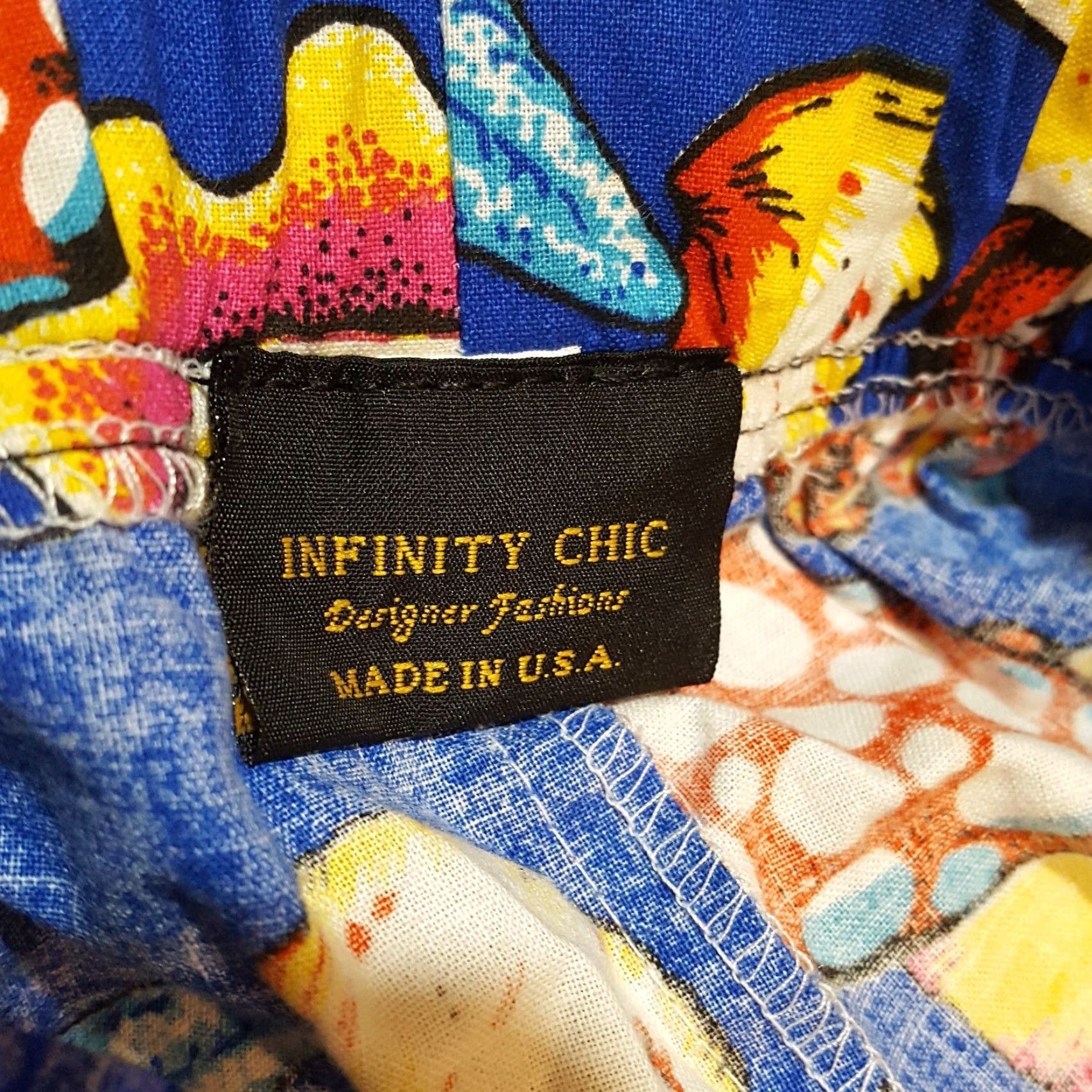 Vintage VINTAGE 80s Infinity Chic High Waist Beach Shorts Size Large Blue Relaxed AOP Mens Size 36" / US 14 / IT 50 - 6 Thumbnail