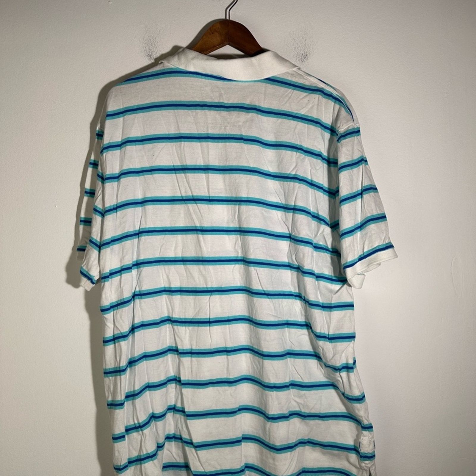 Sears Roebuck & Co. Classic White and Blue Striped Polo Shirt Size US XXL / EU 58 / 5 - 3 Thumbnail