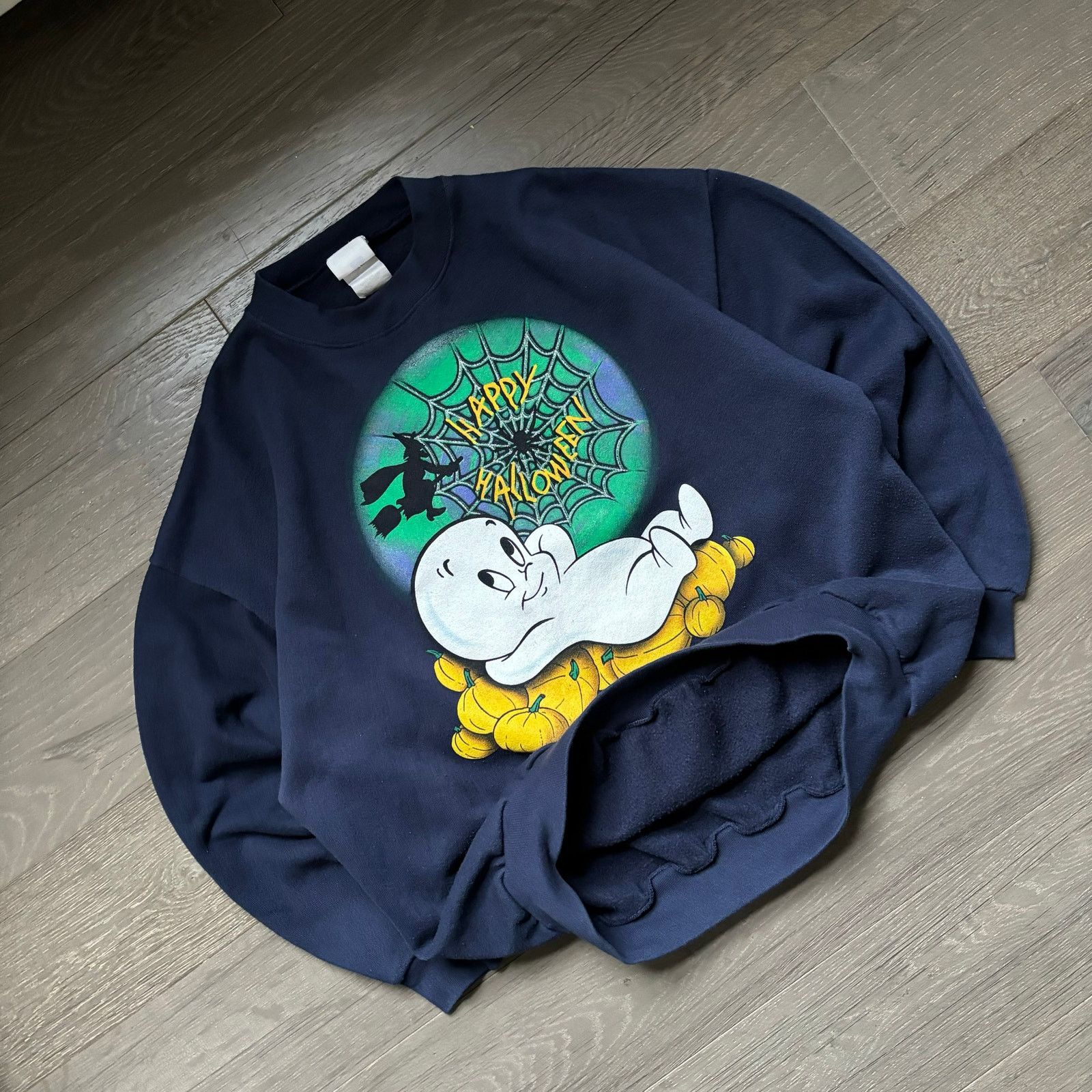 Fruit Of The Loom Vintage 90s Casper the Ghost Cartoon Halloween Sweatshirt Size US XL / EU 56 / 4 - 3 Thumbnail