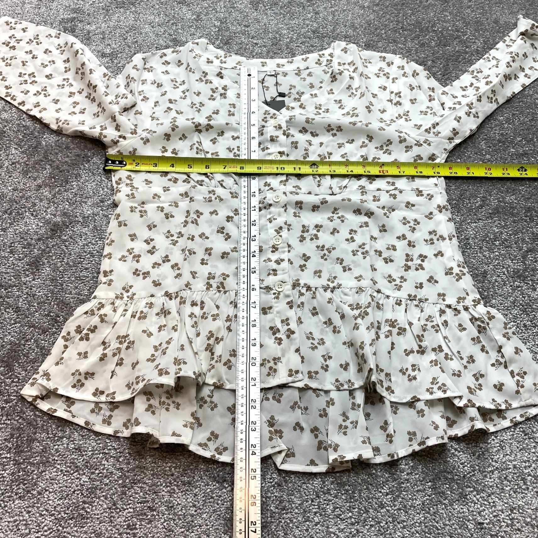 Vintage Tasamo Blouse Top Womens L White Floral Button Up Long Sleeve Shirt NWT Size L / US 10 / IT 46 - 3 Thumbnail