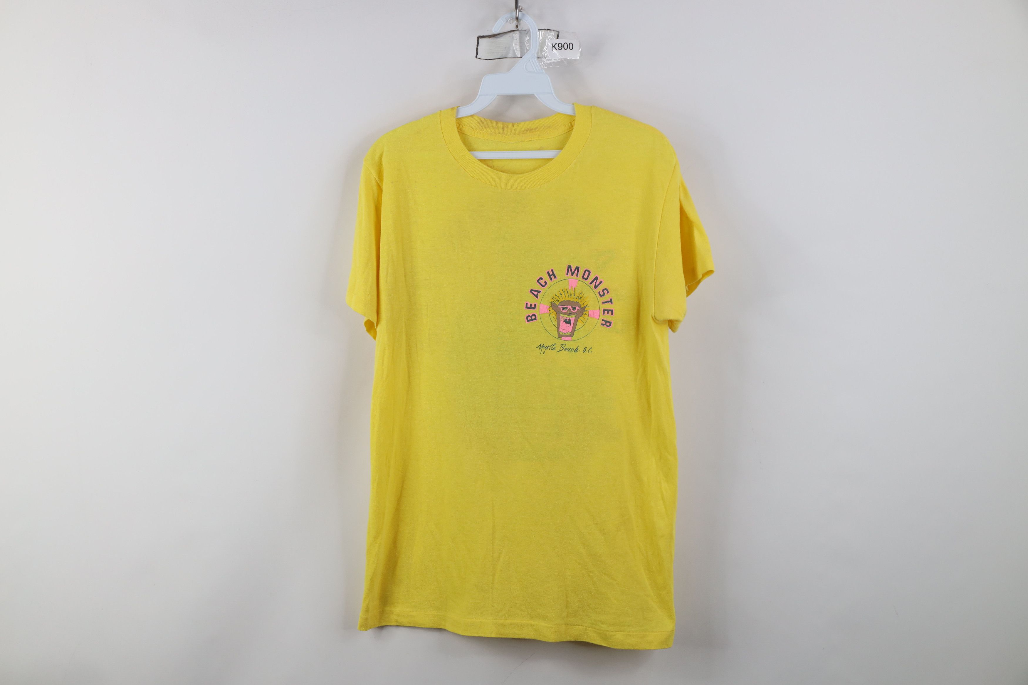 Vintage Vintage 80s 90s Streetwear Monster Surfing T-Shirt Yellow Size US S / EU 44-46 / 1 - 1 Thumbnail