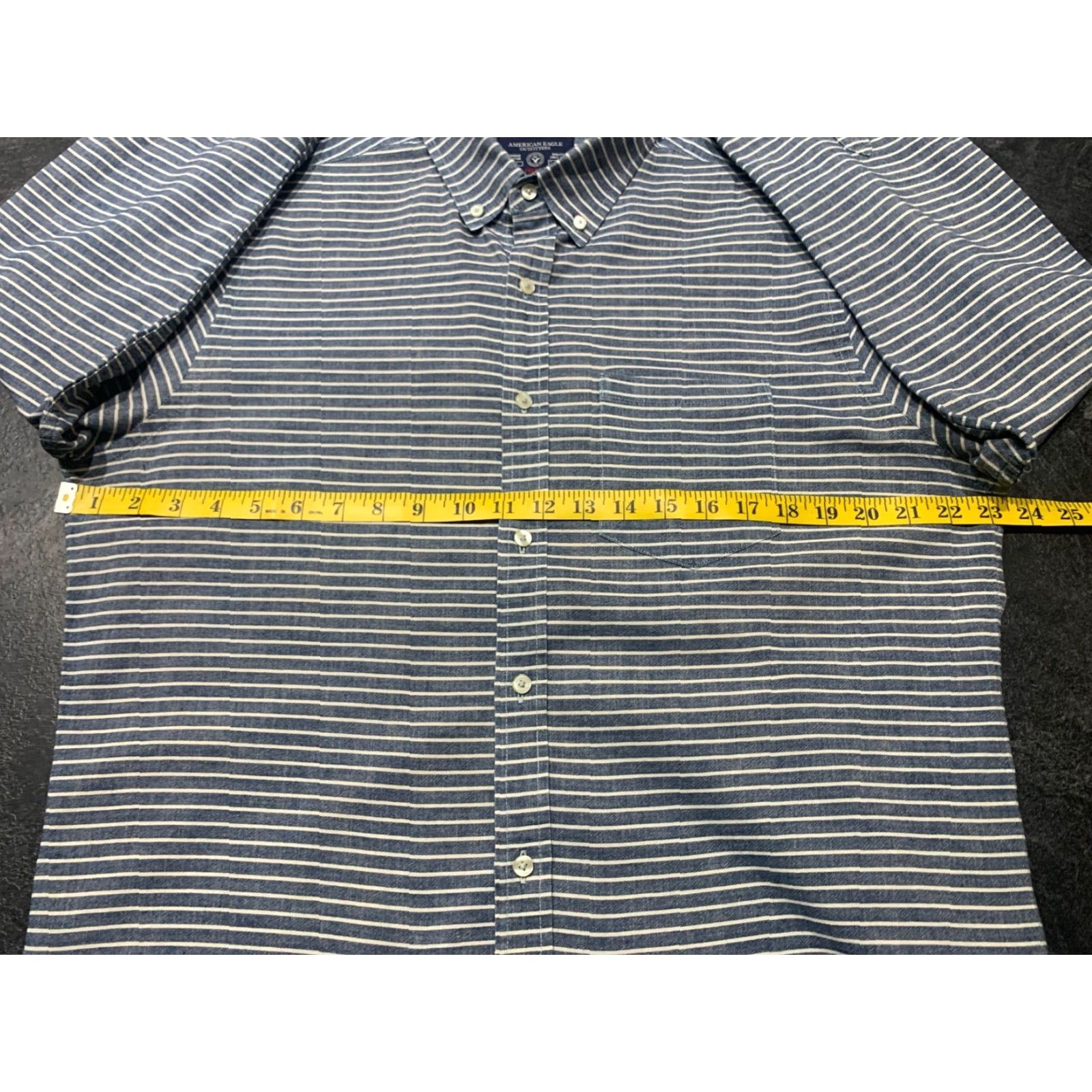 American Eagle Outfitters American Eagle Outfitters Prep Fit Button Up Shirt Mens Large Blue Striped Long Sleeve Size US L / EU 52-54 / 3 - 7 Thumbnail