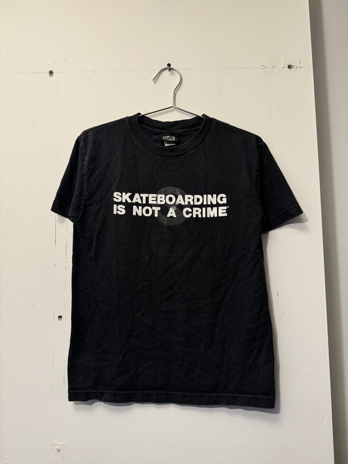 image of Santa Cruz Skateboards x Vintage Skateboarding Is Not A Crime Nhs Santa Cruz Tee S in Black (Size S