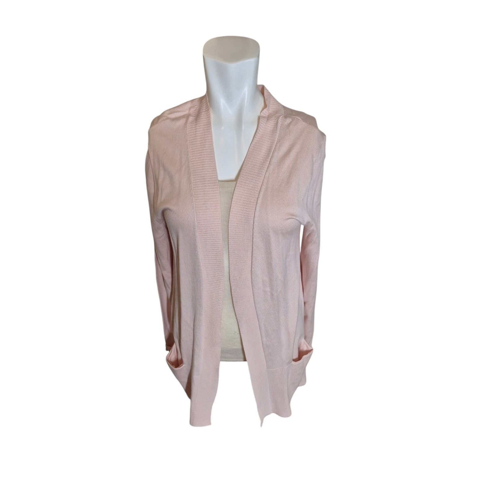 Elie Tahari Tahari Cardigan Sweater Pastel Pink Sweater Open Front Sz L Size L / US 10 / IT 46 - 1 Thumbnail