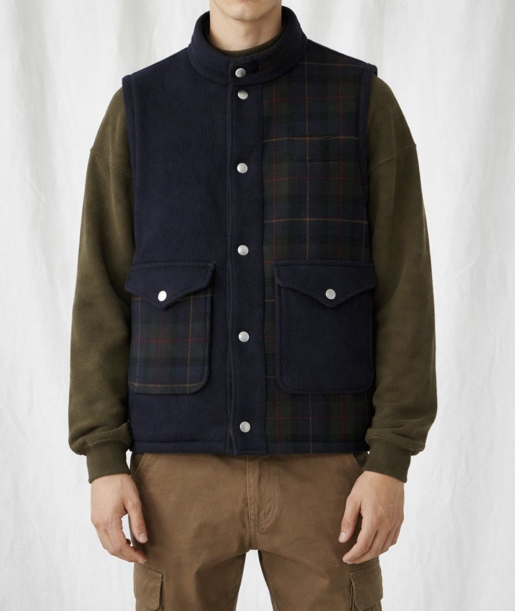 Japanese Brand Black & Blue Wool Vest Tartan Panel Heritage Utility Vest Size US M / EU 48-50 / 2 - 1 Thumbnail