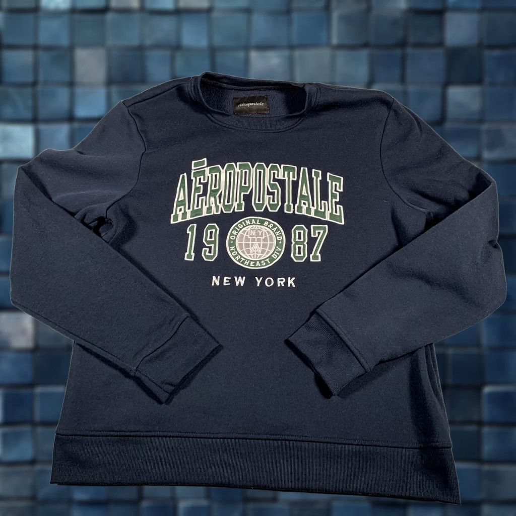 Vintage Aropostale Sweatshirt Mens Large Blue Pullover Graphic Print 1987 New York Size US L / EU 52-54 / 3 - 1 Thumbnail