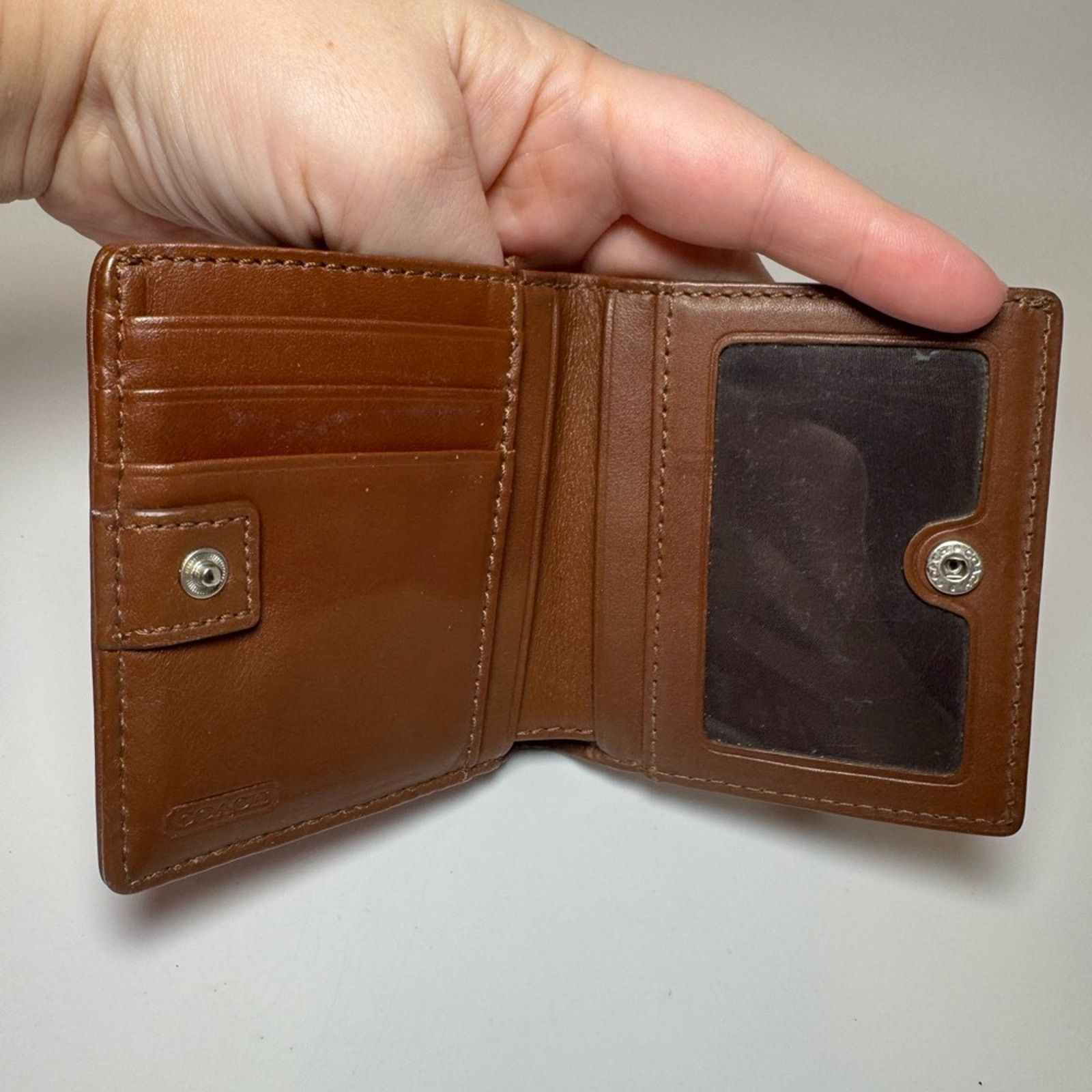 Coach Coach Compact Wallet Monogram Fabric & Leather Wallet Size ONE SIZE - 3 Thumbnail