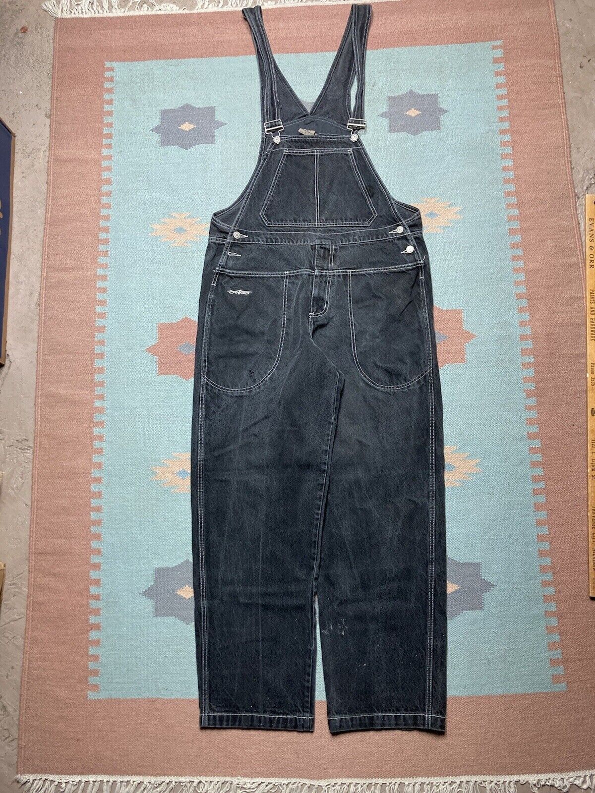 image of VTG 90's Y2K Baggy Jeans Overalls Jnco Wide Skater Usa Large in Black, Men's (Size 40)