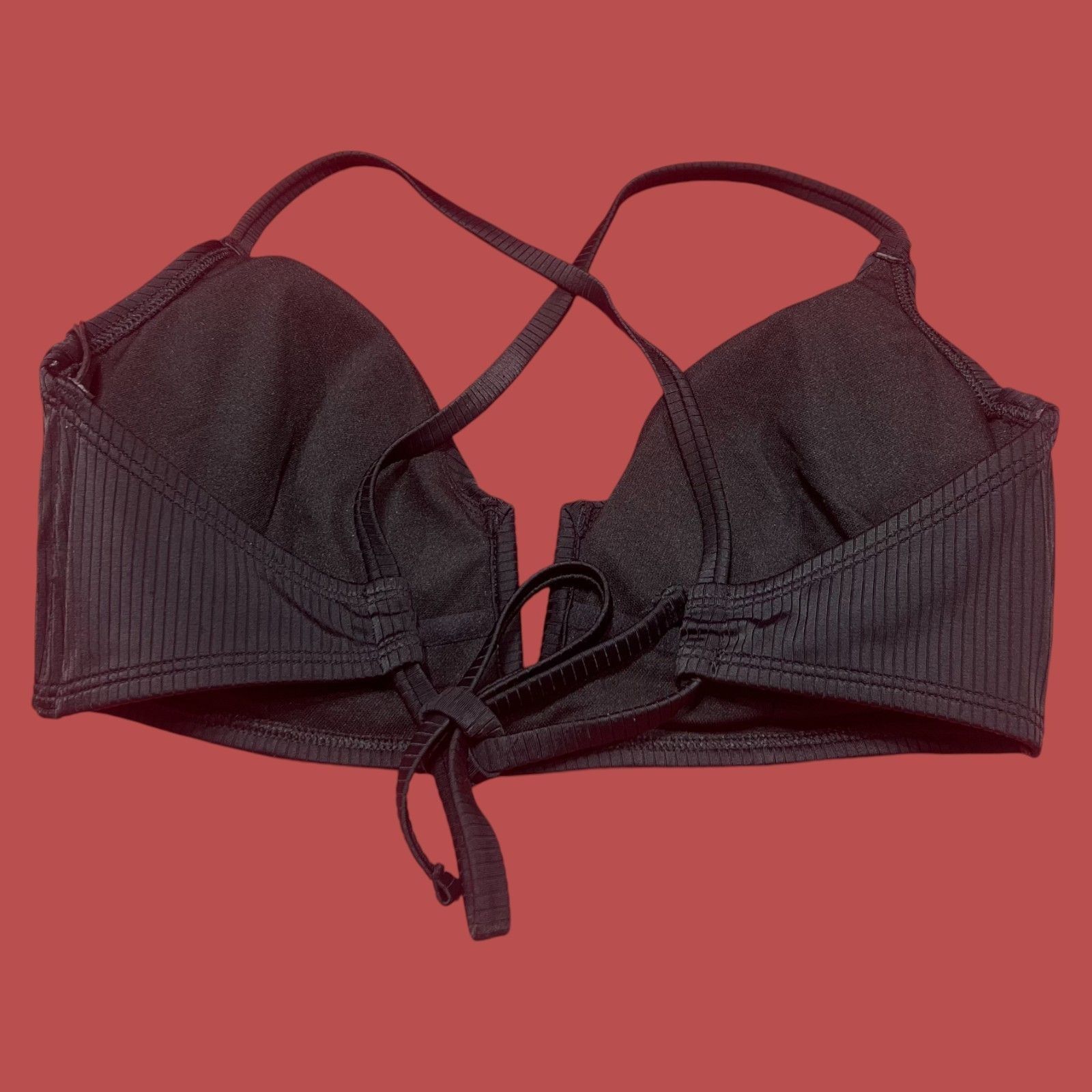 Other Shade & Shore - Women's Ribbed Longline V-Wire Bikini Top - Size ONE SIZE - 4 Thumbnail