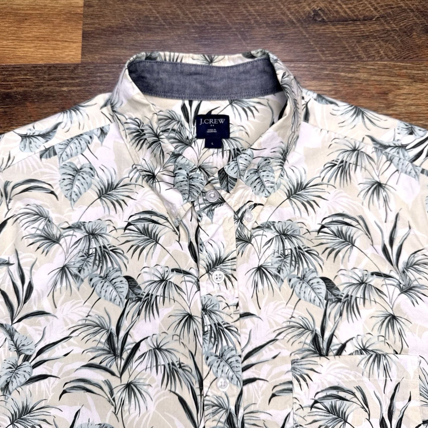 J.Crew J Crew Hawaiian Shirt Mens Large Tan Yellow Button Up Size US L / EU 52-54 / 3 - 3 Thumbnail