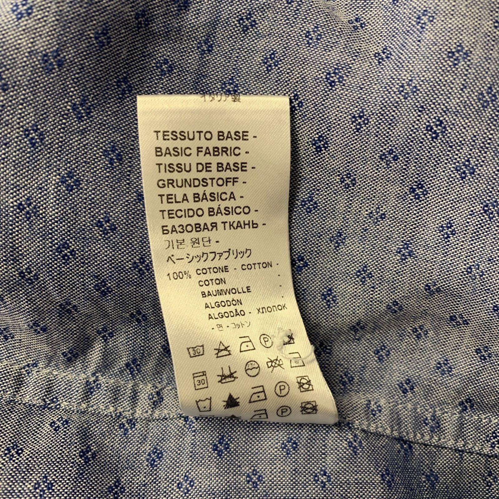 Barena BARENA Size XL Blue White Geometric Cotton Long Sleeve Shirt Size US XL / EU 56 / 4 - 7 Thumbnail