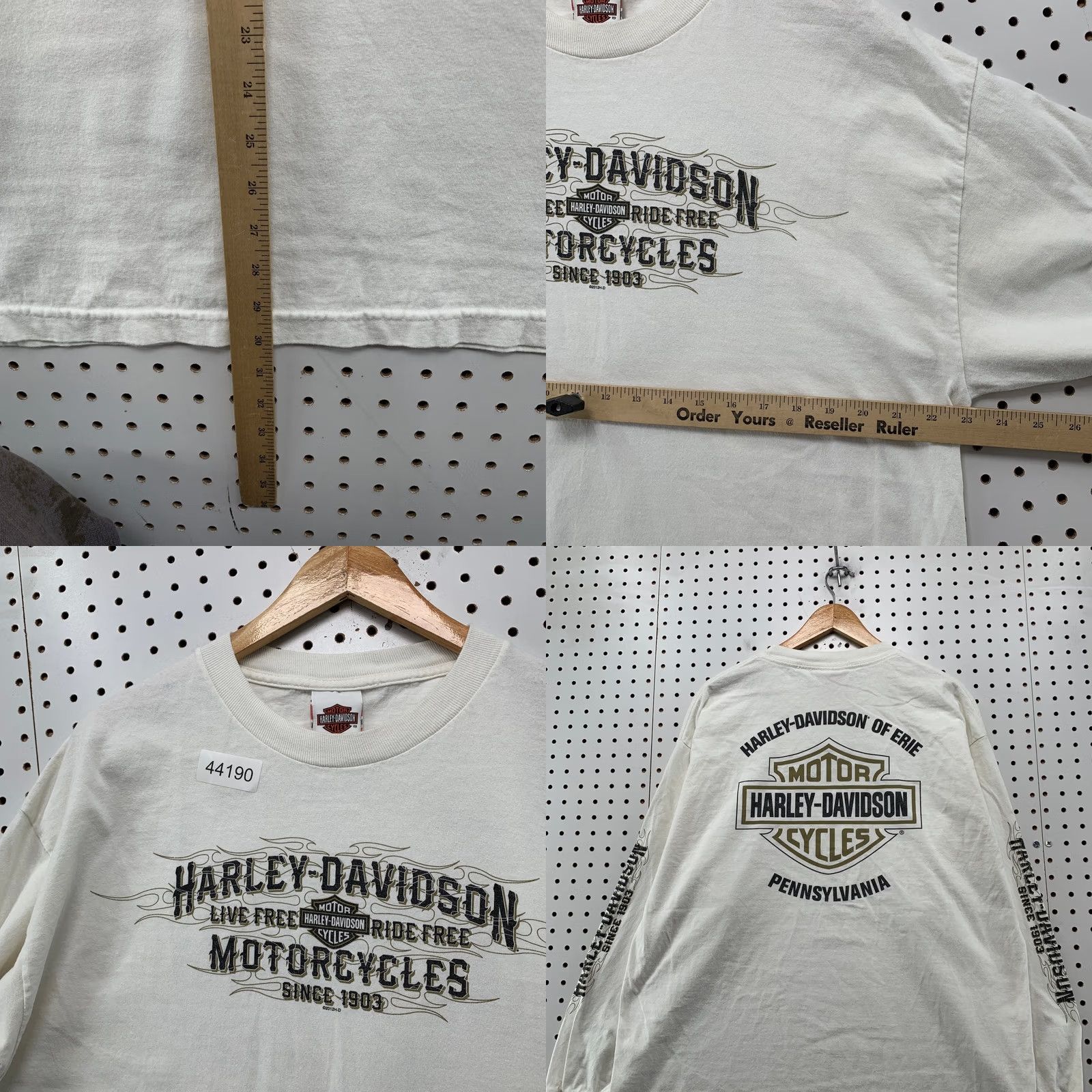Harley Davidson Harley-Davidson Long Sleeve Shirt Mens XL White Live Free Ride Free Motorcycle Size US XL / EU 56 / 4 - 8 Thumbnail