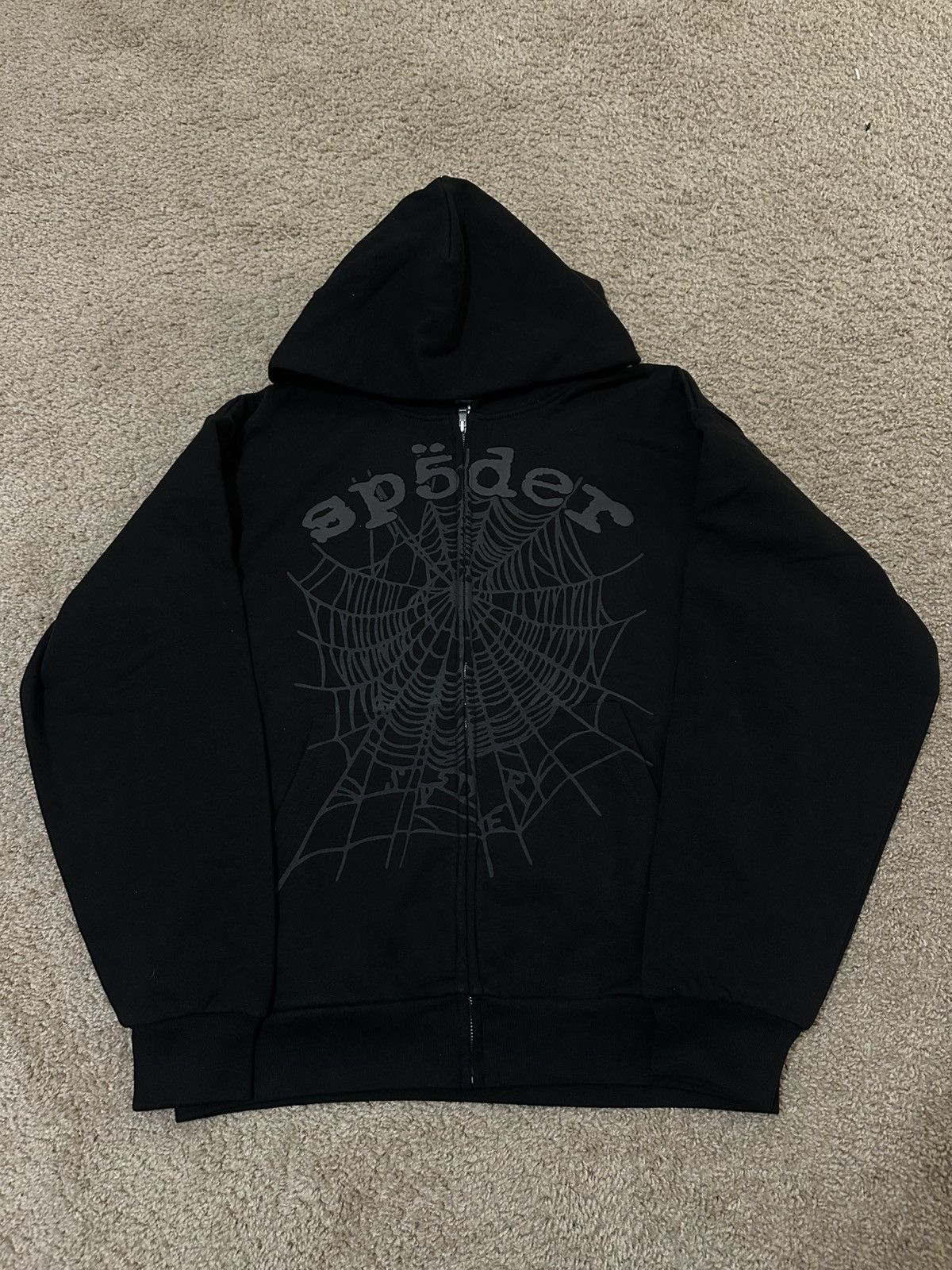 Sp5der SP5DER OG Web V2 Phantom Zip Up Hoodie | Grailed