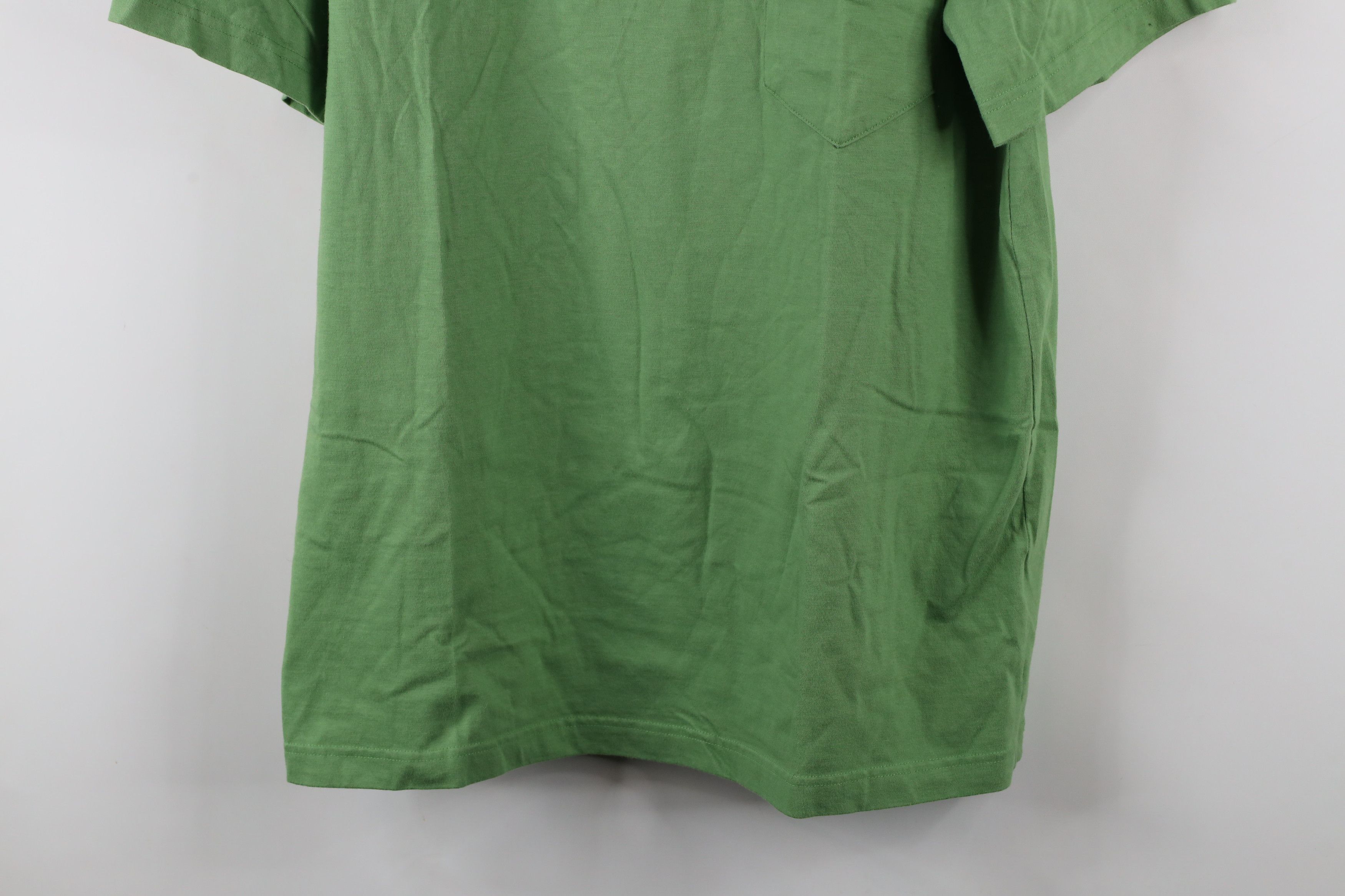 Lands' End × Vintage Vintage 90s Lands End Blank Cotton Pocket T-Shirt Lime Green Size US L / EU 52-54 / 3 - 3 Thumbnail