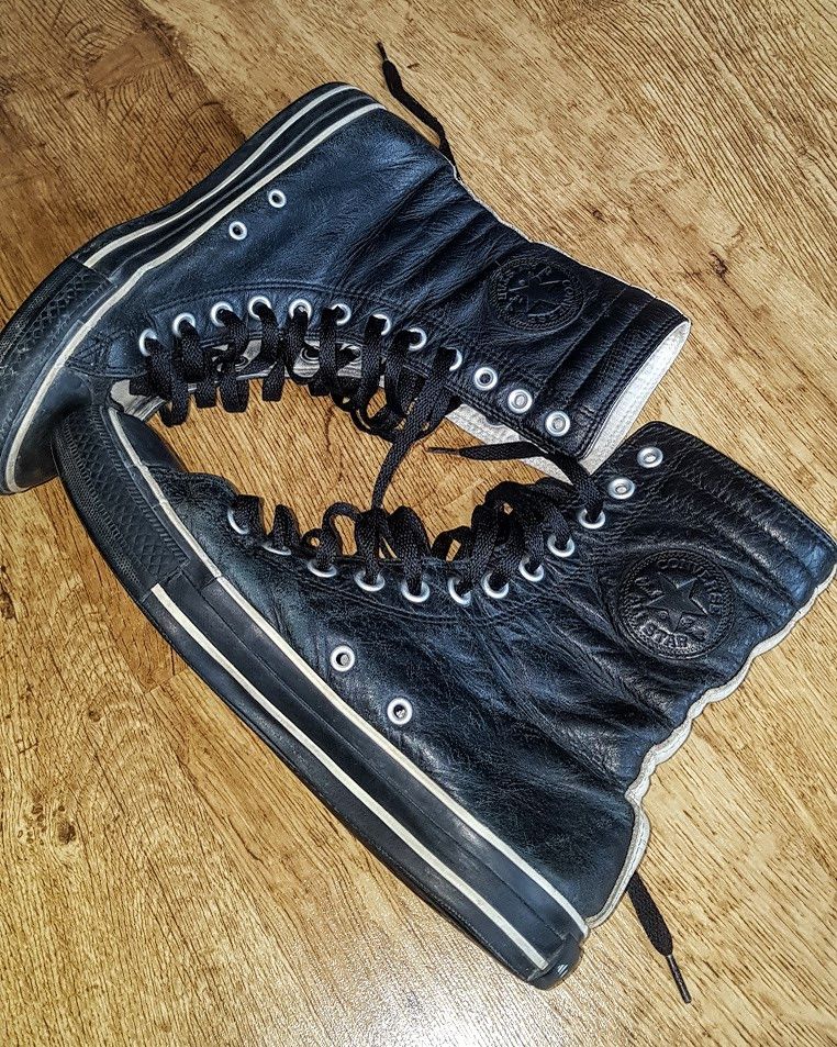 Converse Leather New Rock Sick Emo Style High Top Leather Converse Grailed