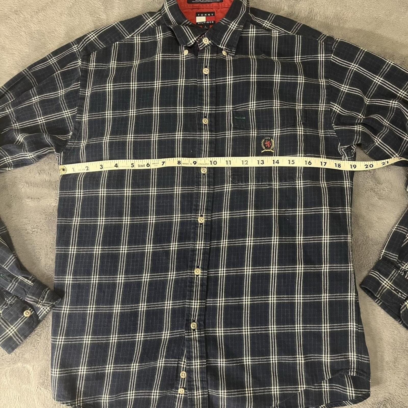 Tommy Hilfiger Tommy Hilfiger Embroidered Plaid Button Up Flannel L Shirt Size US L / EU 52-54 / 3 - 6 Thumbnail